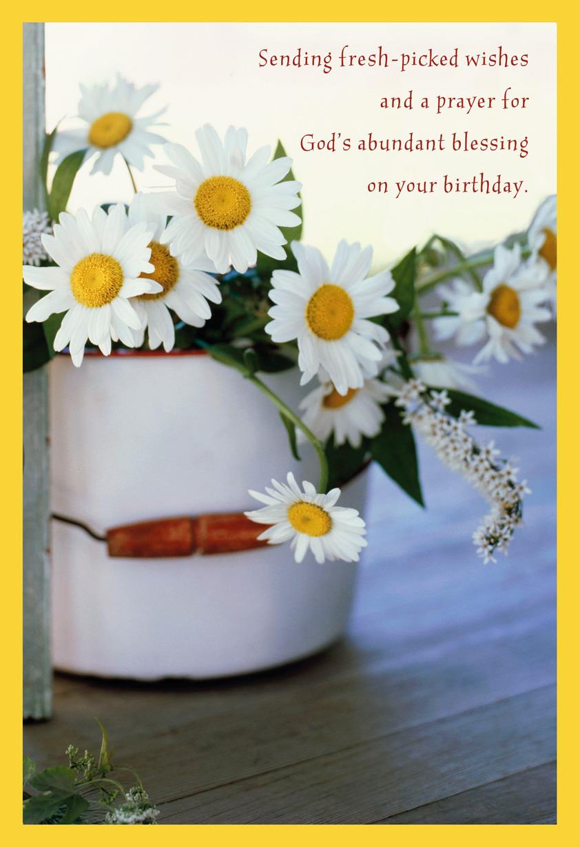 Bucket of Daisies Religious Birthday Card - Greeting Cards 