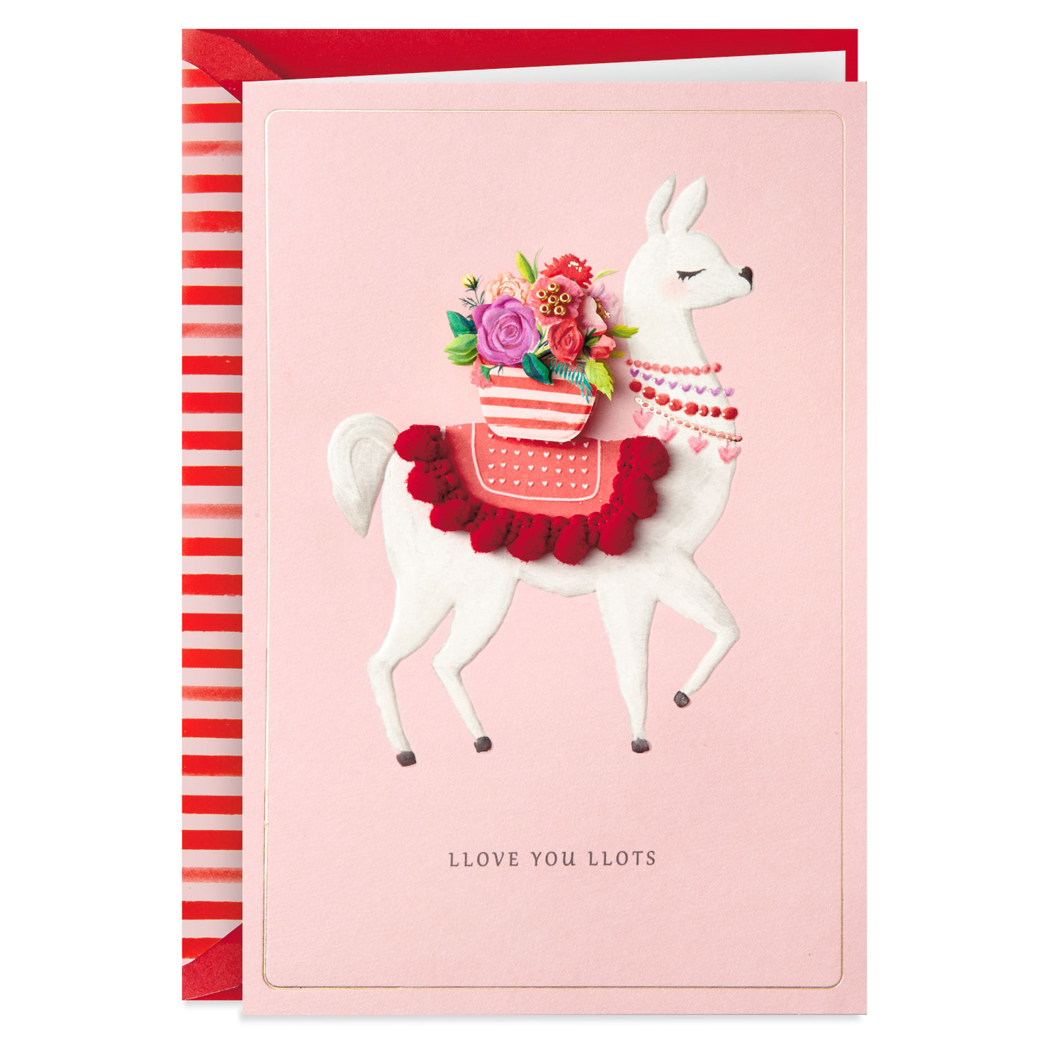 llama love you llots valentine's day card greeting cards
