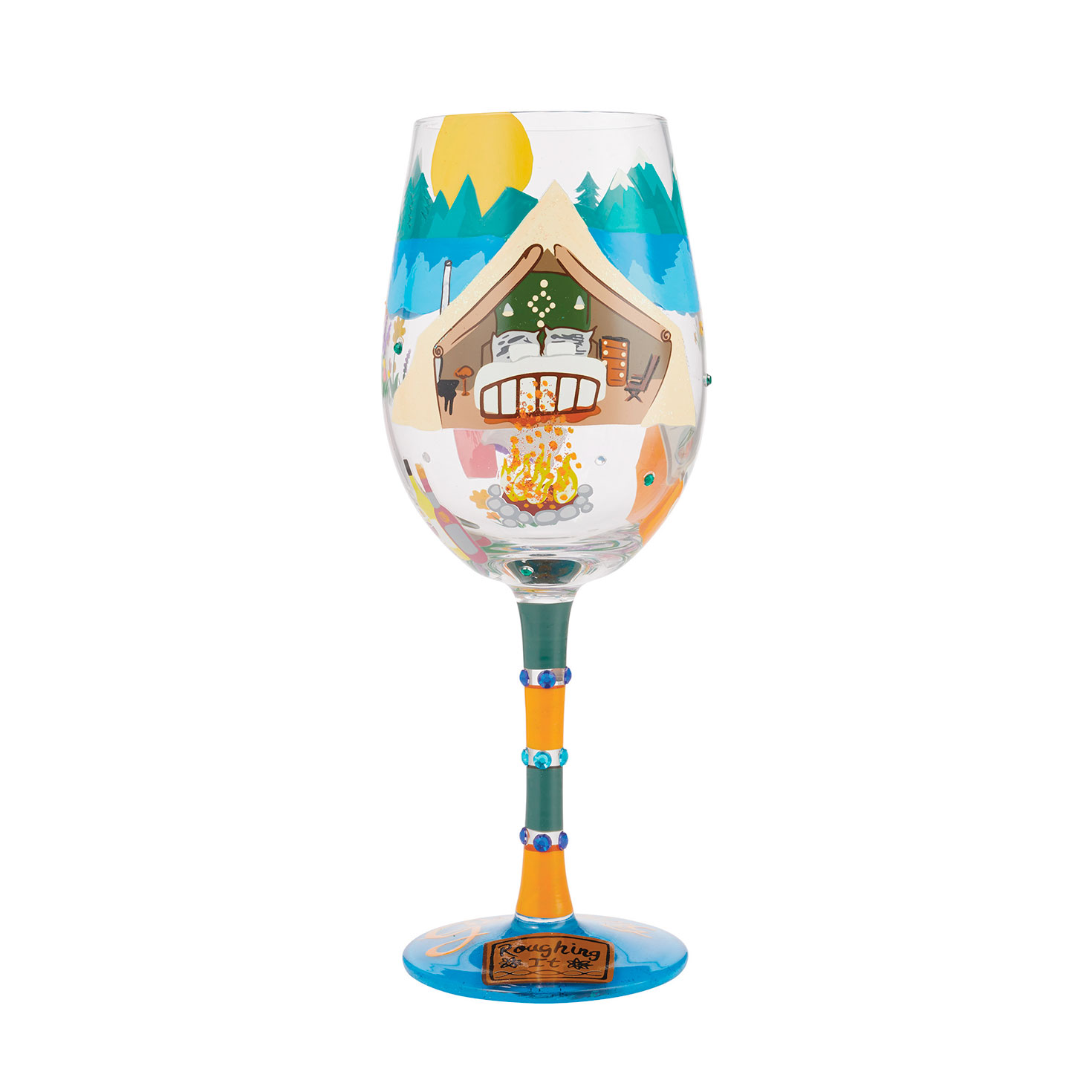 Lolita Glamping Handpainted Wine Glass, 15 oz. Wine Glasses Hallmark