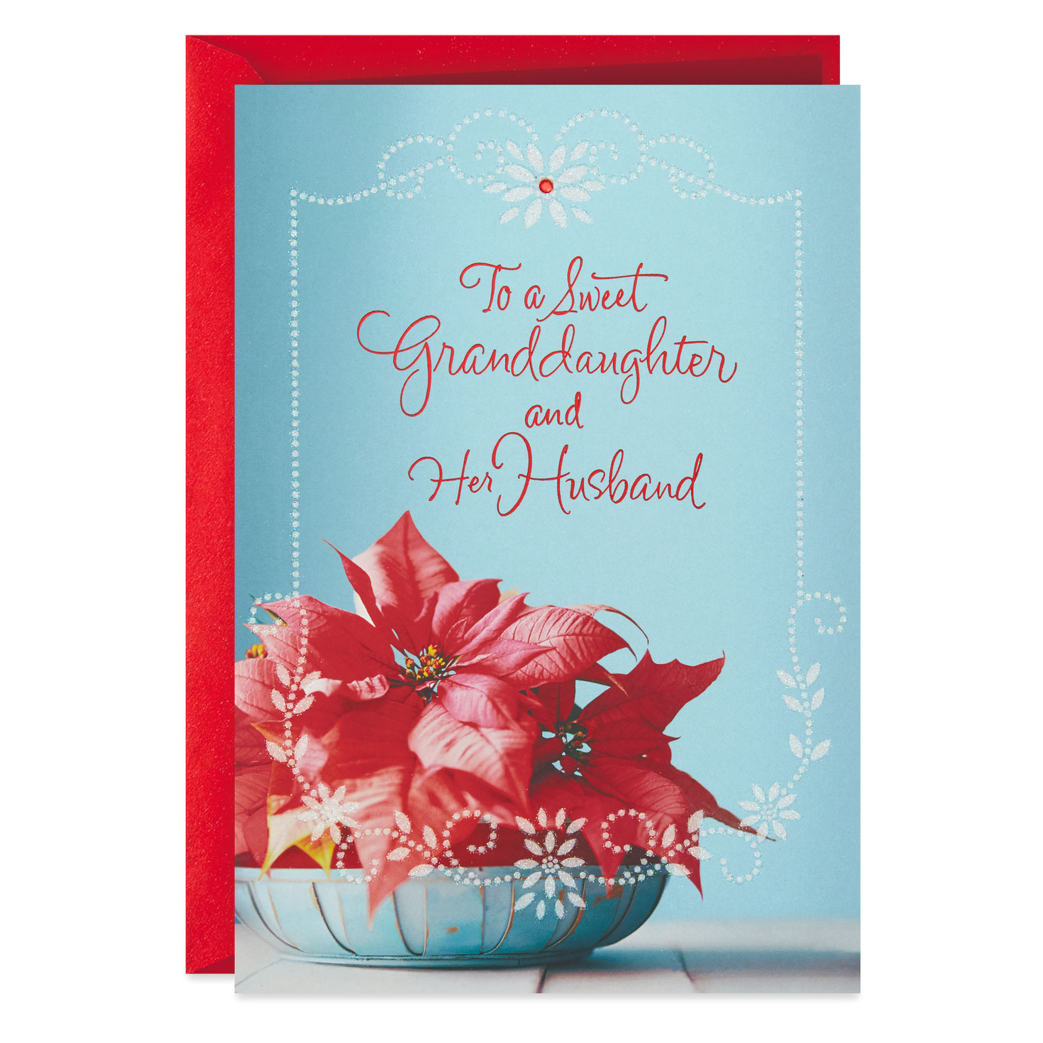 poinsettias christmas card for granddaughter and her