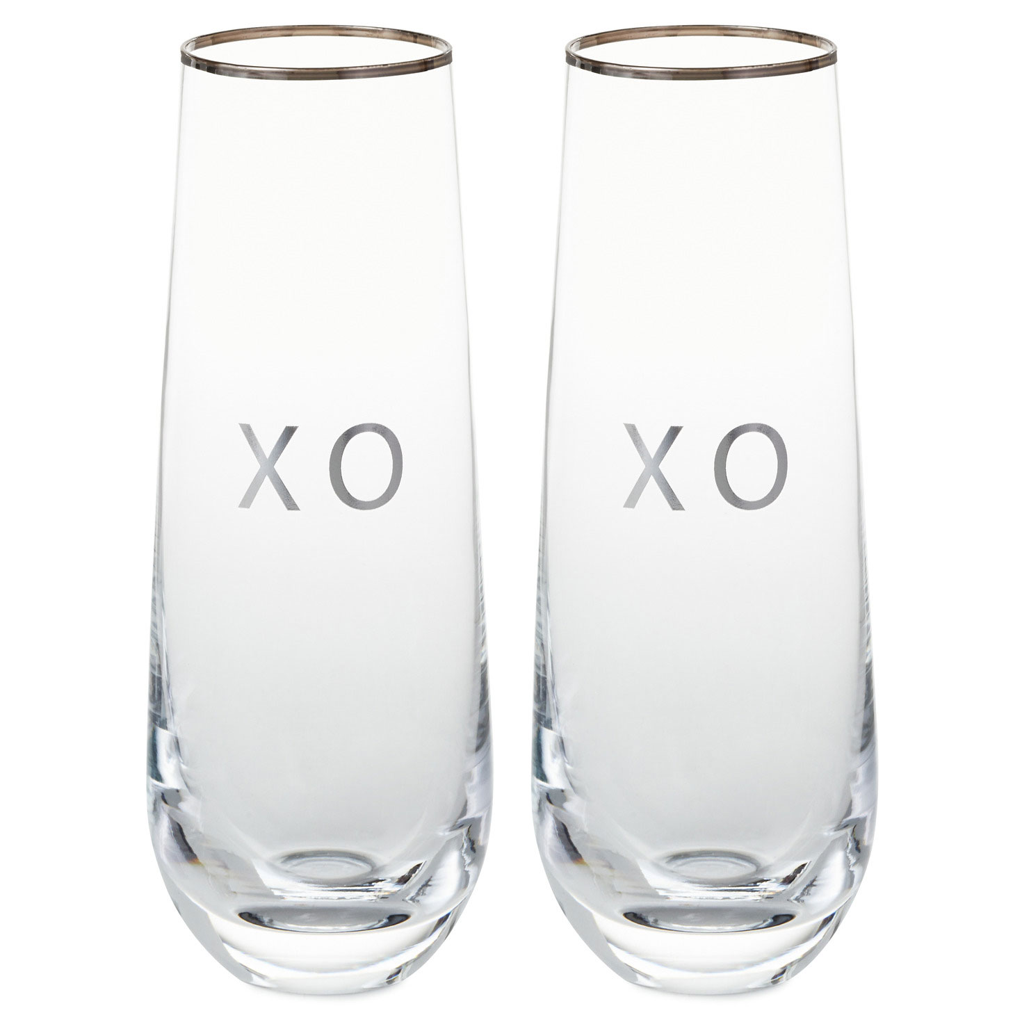 XO Stemless Champagne Flutes, Set of 2, , large