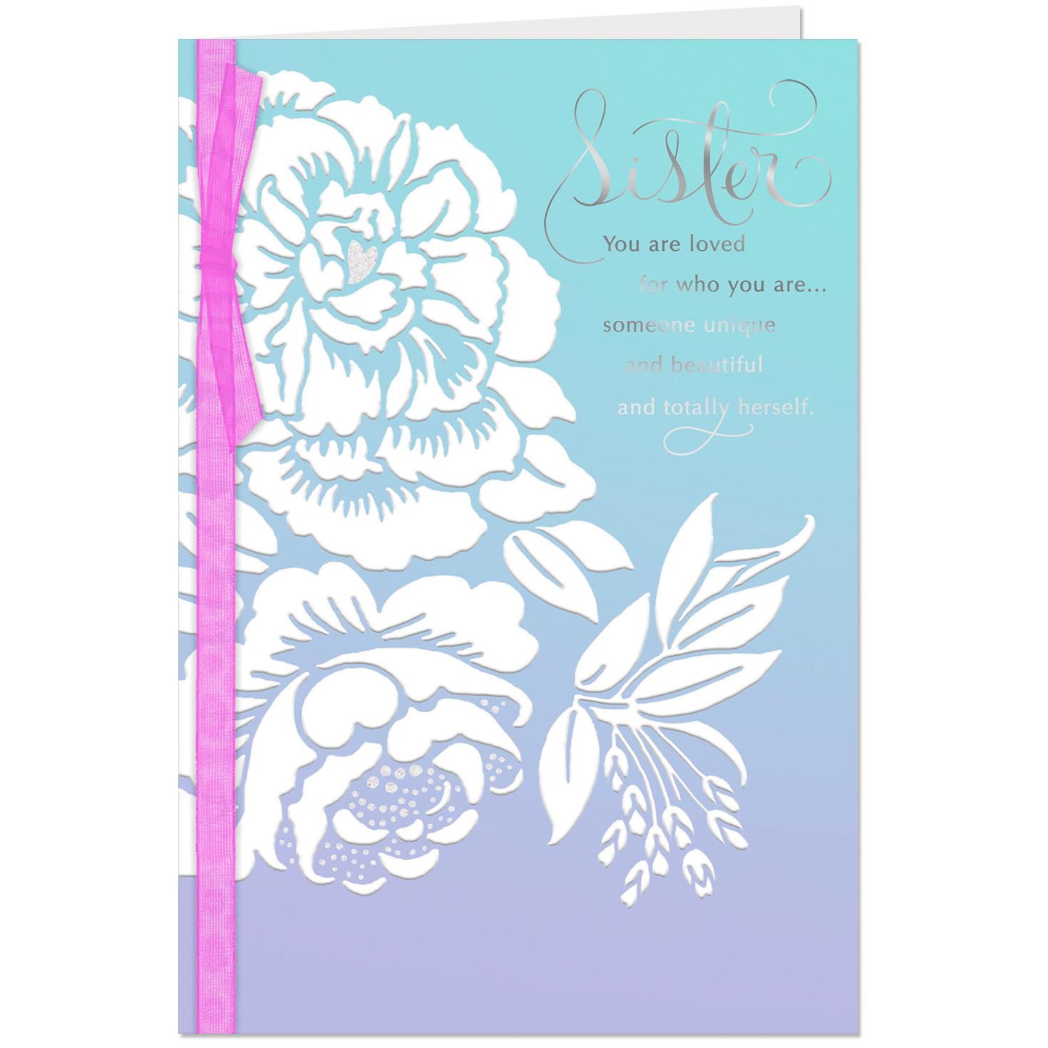 you are unique and beautiful floral birthday card for