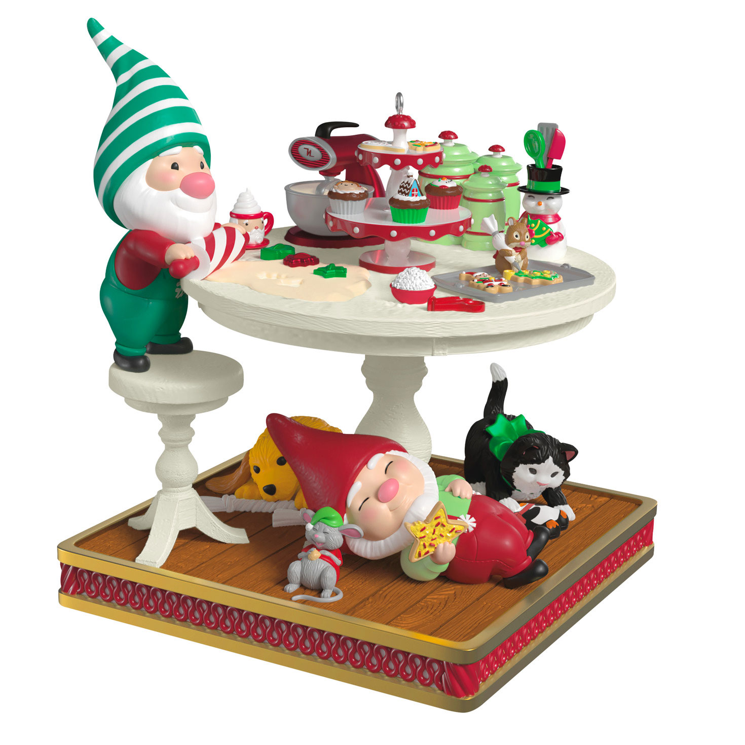 Gnomes Animals Baking at Table Keepsake Ornament Front