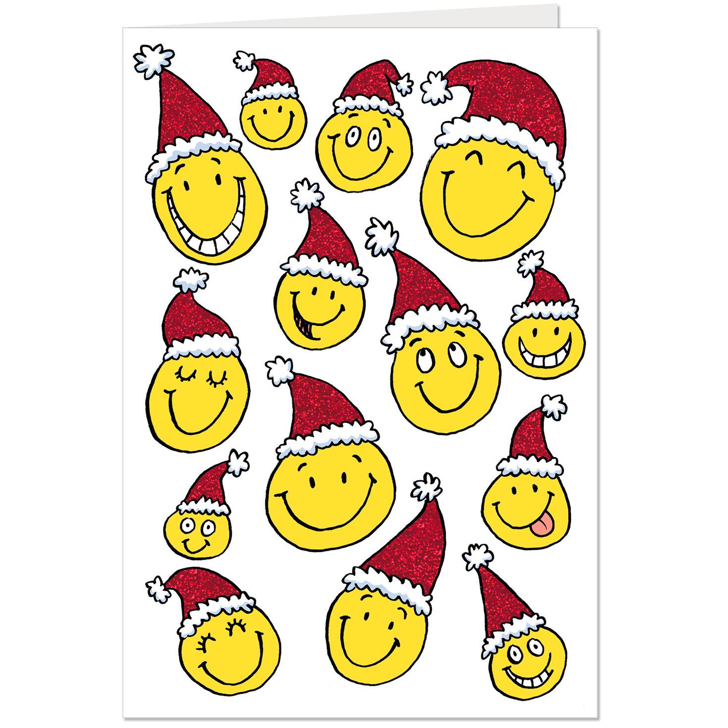 santa smiley faces christmas card greeting cards hallmark smiley faces christmas