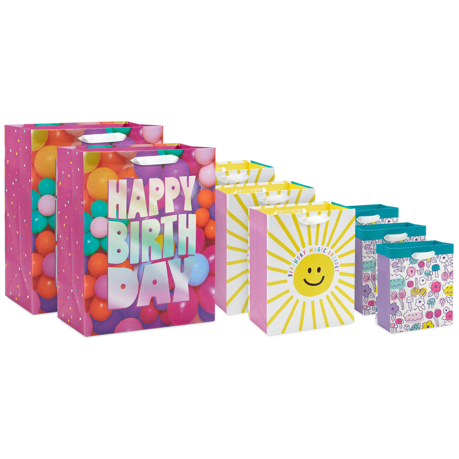 Sunshine and Flowers 8-Pack Assorted Gift Bag Bundle - Gift Bags