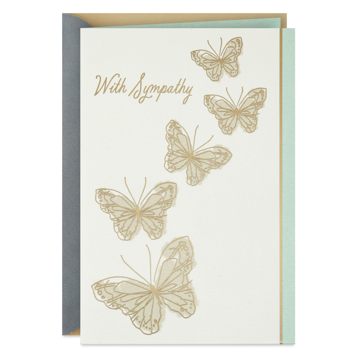 Art Sympathy Card For Men/Women - Thoughts Are With You - Tree And Butterflies With A Gorgeous Gold Finish - Greeting Card For Him / For Her ( WW-E004 - View #8
