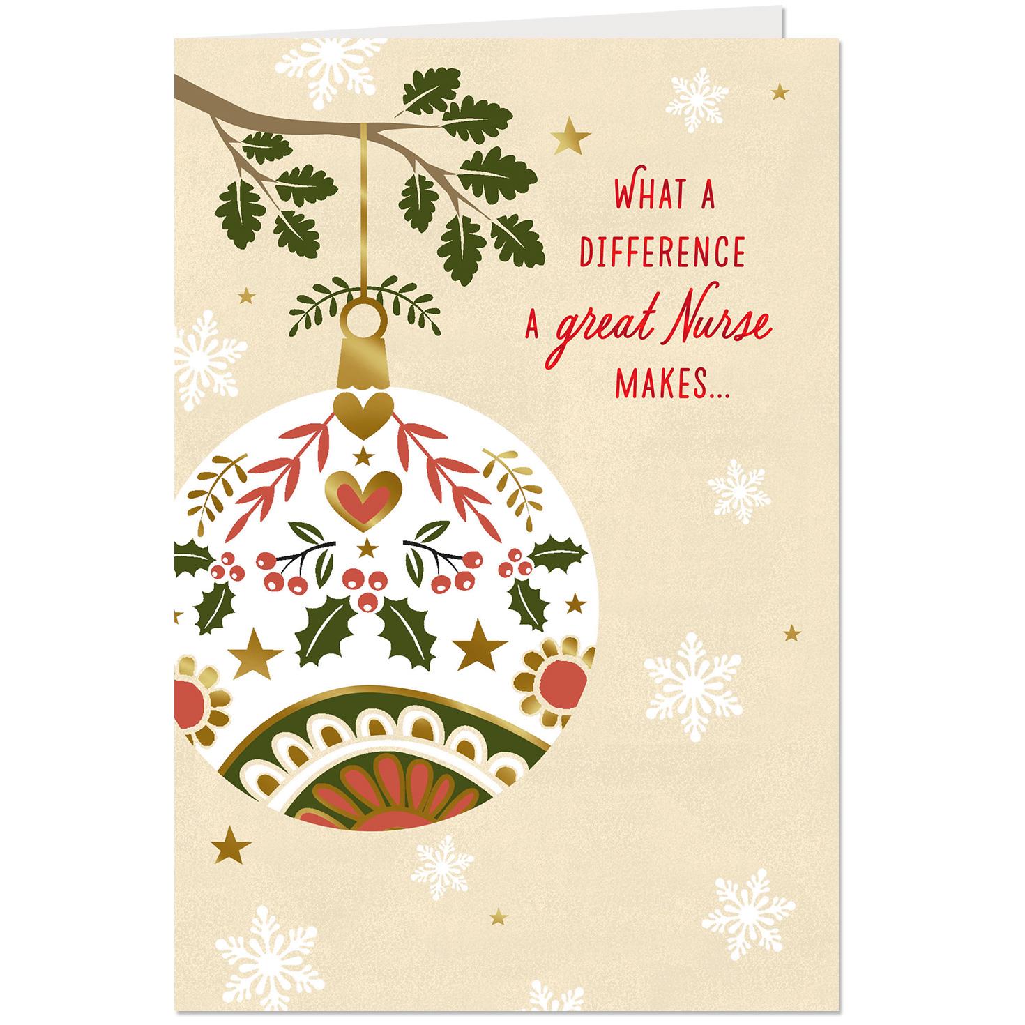 You Make a Difference Christmas Card for Nurse - Greeting ...