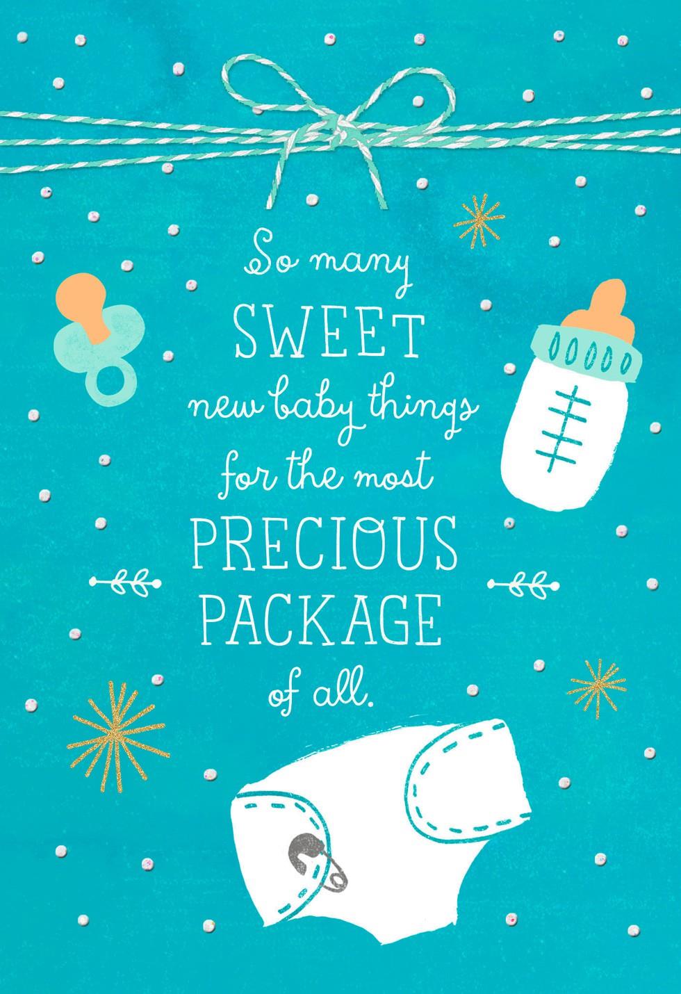 Precious Blue Package New Baby Boy Congratulations Card - Greeting Cards - Hallmark
