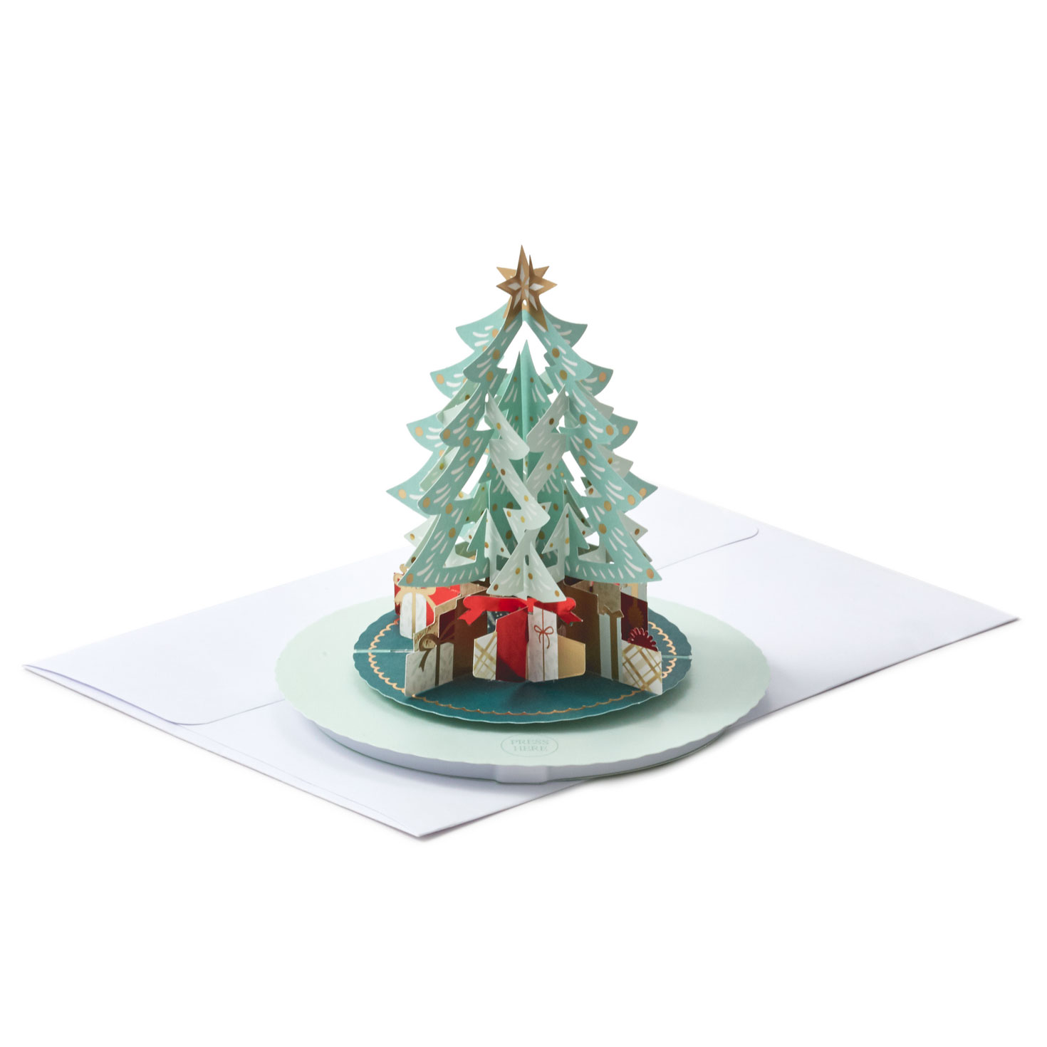 Merry Christmas Spinning Tree Musical 3D PopUp Christmas Card With Motion Greeting Cards