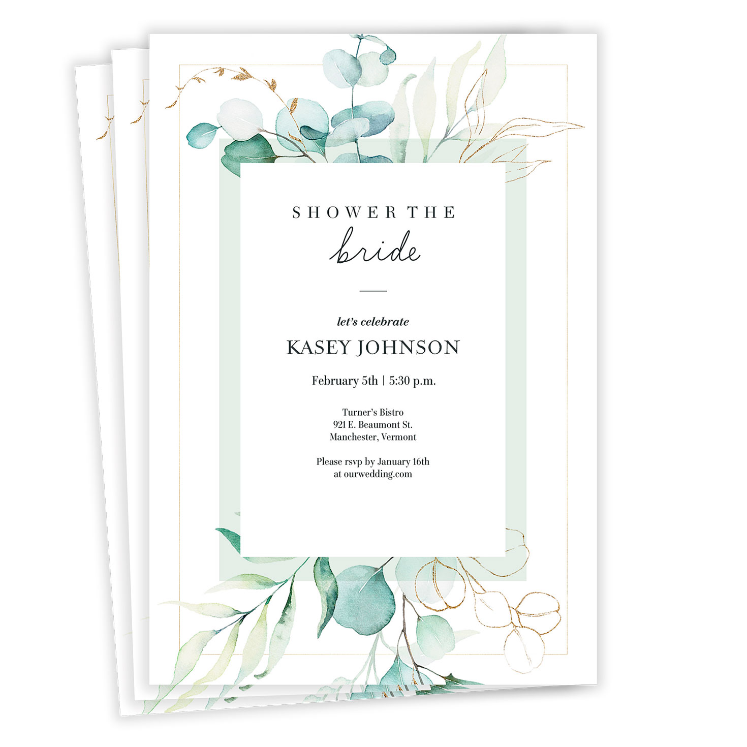 Allure Wave Pocket Arch Invitation Sage Green Stock Paper Pre-printed  Personalised Details Wedding Invitation Cards, image size:1470x1470