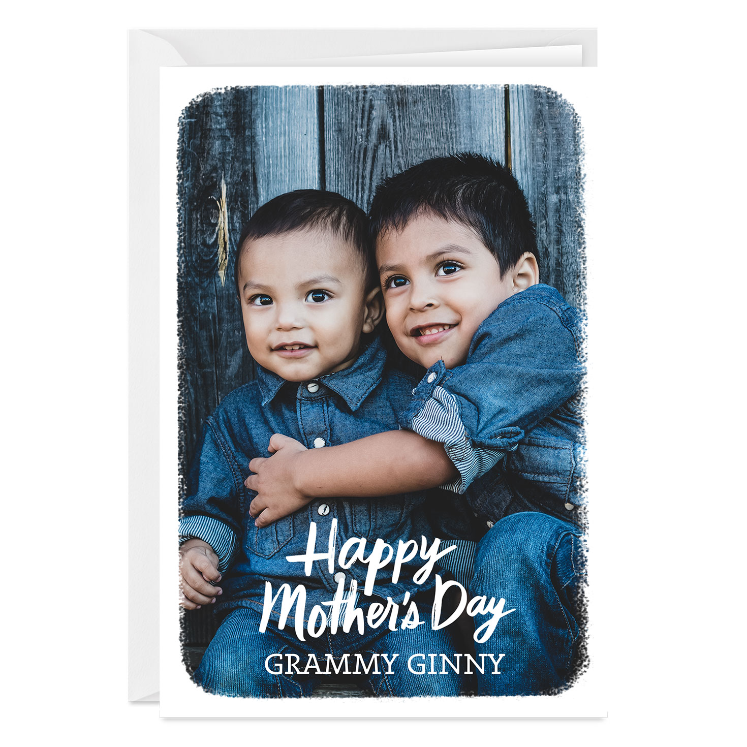 Personalized White Frame Mother's Day Photo Card 