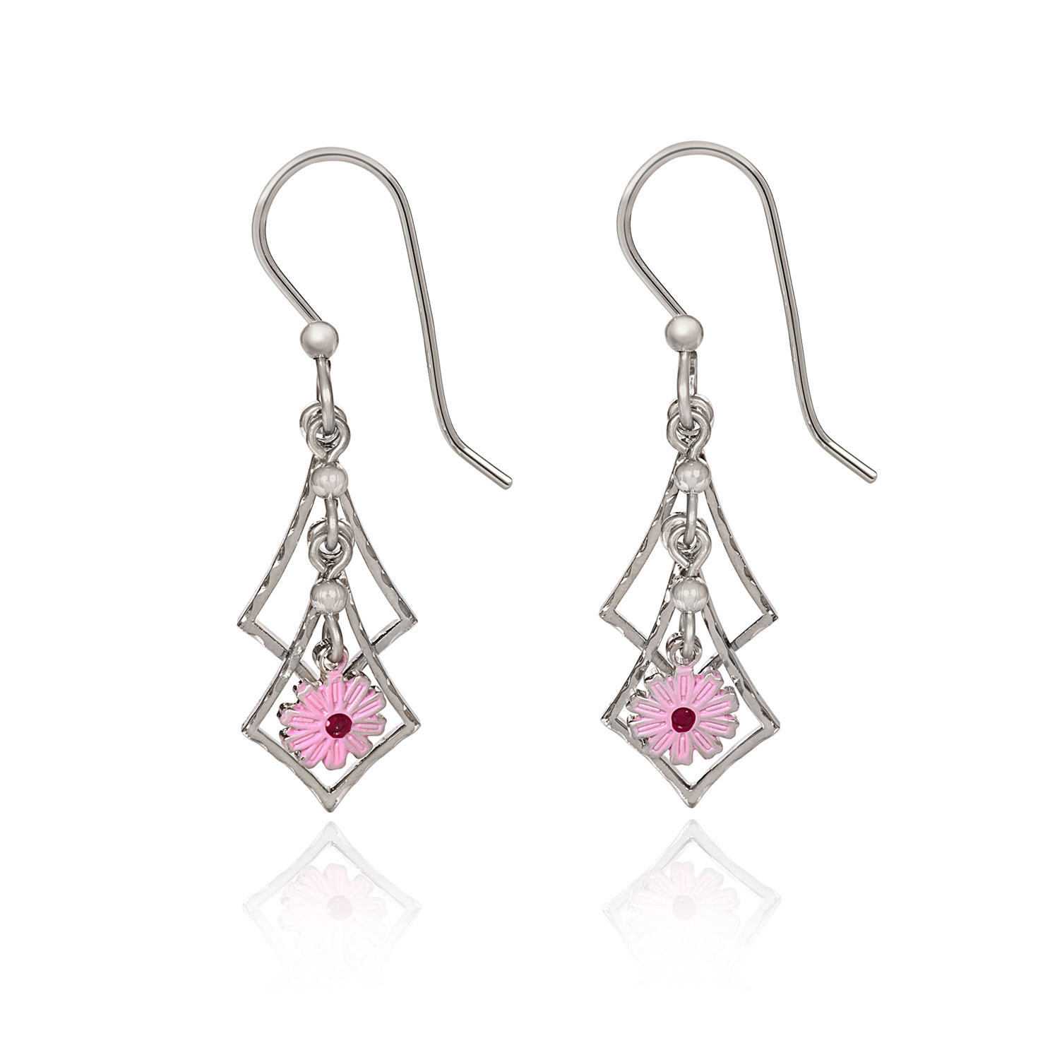 Silver Forest Silver-Tone Cascading Diamonds With Flower