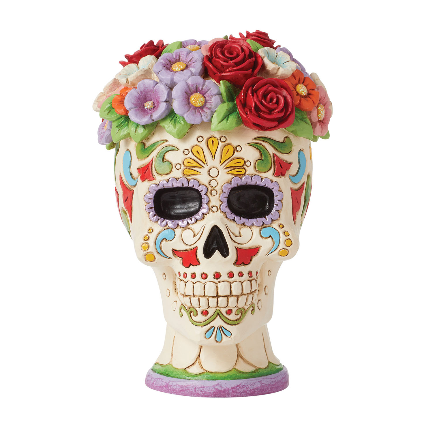 Jim Shore Day of the Dead Skull With Flowers Figurine, 5.2