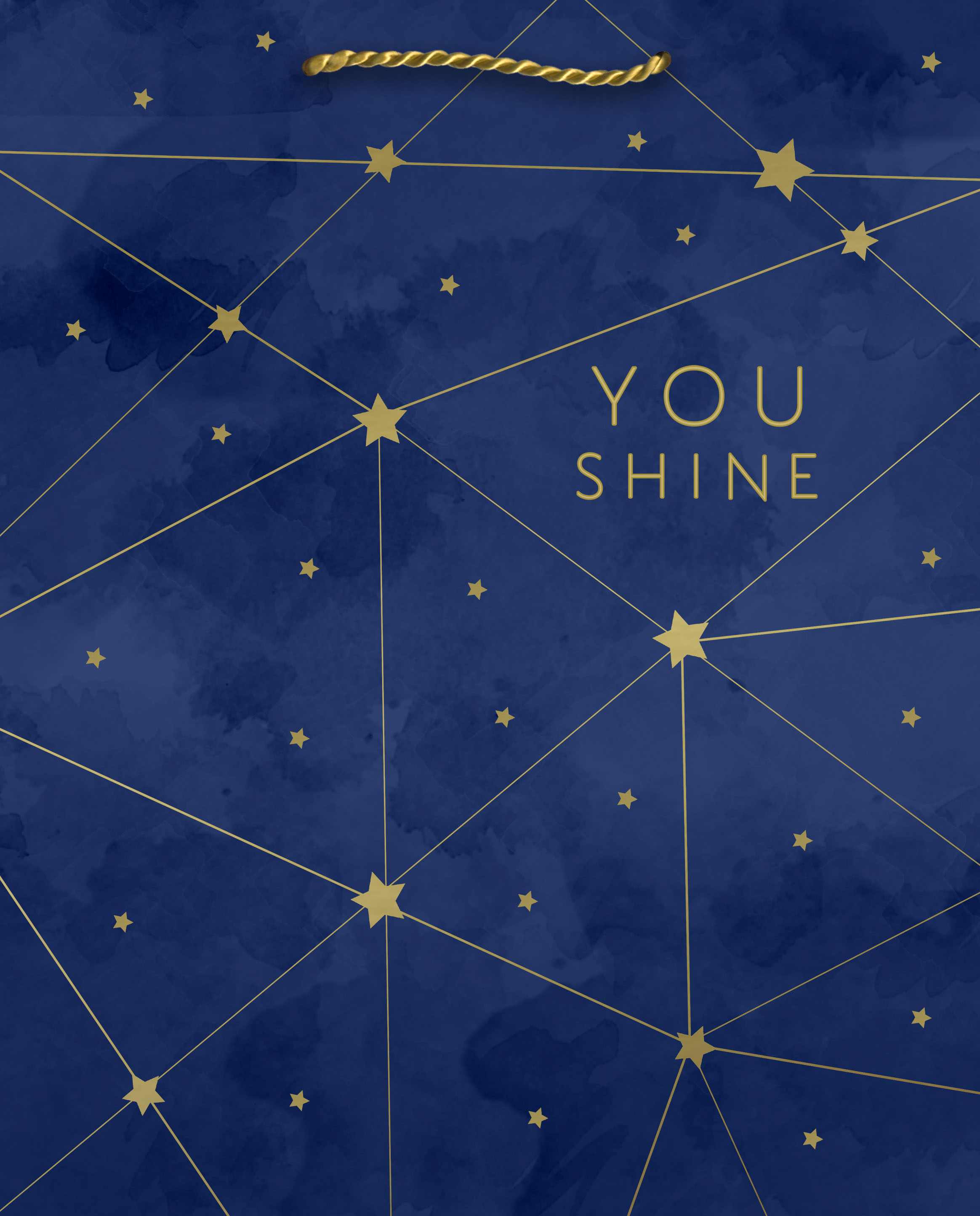 9.6" Gold Stars on Navy You Shine Medium Gift Bag, , hgs-image