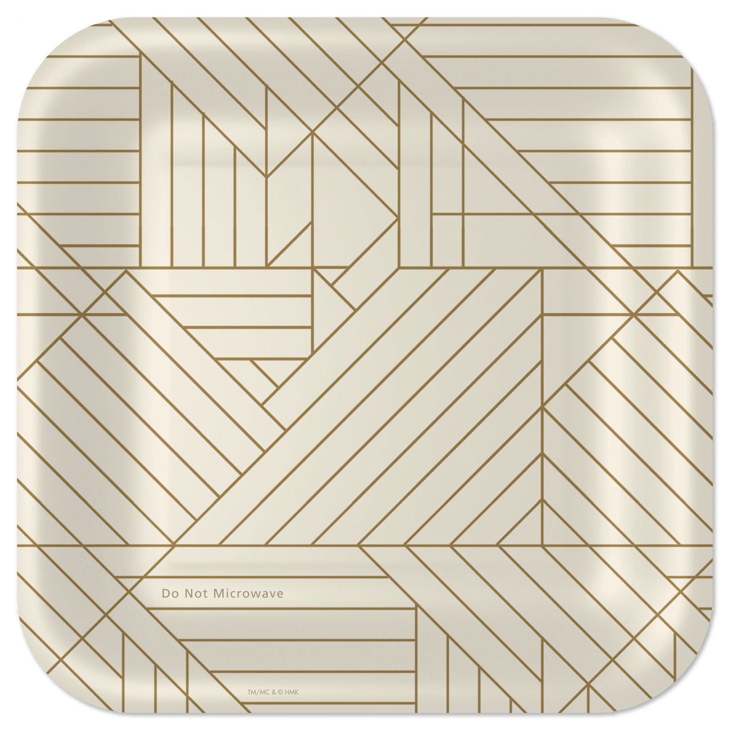 Gold Geometric on Ivory Dinner Plates, Pack of 8, , large
