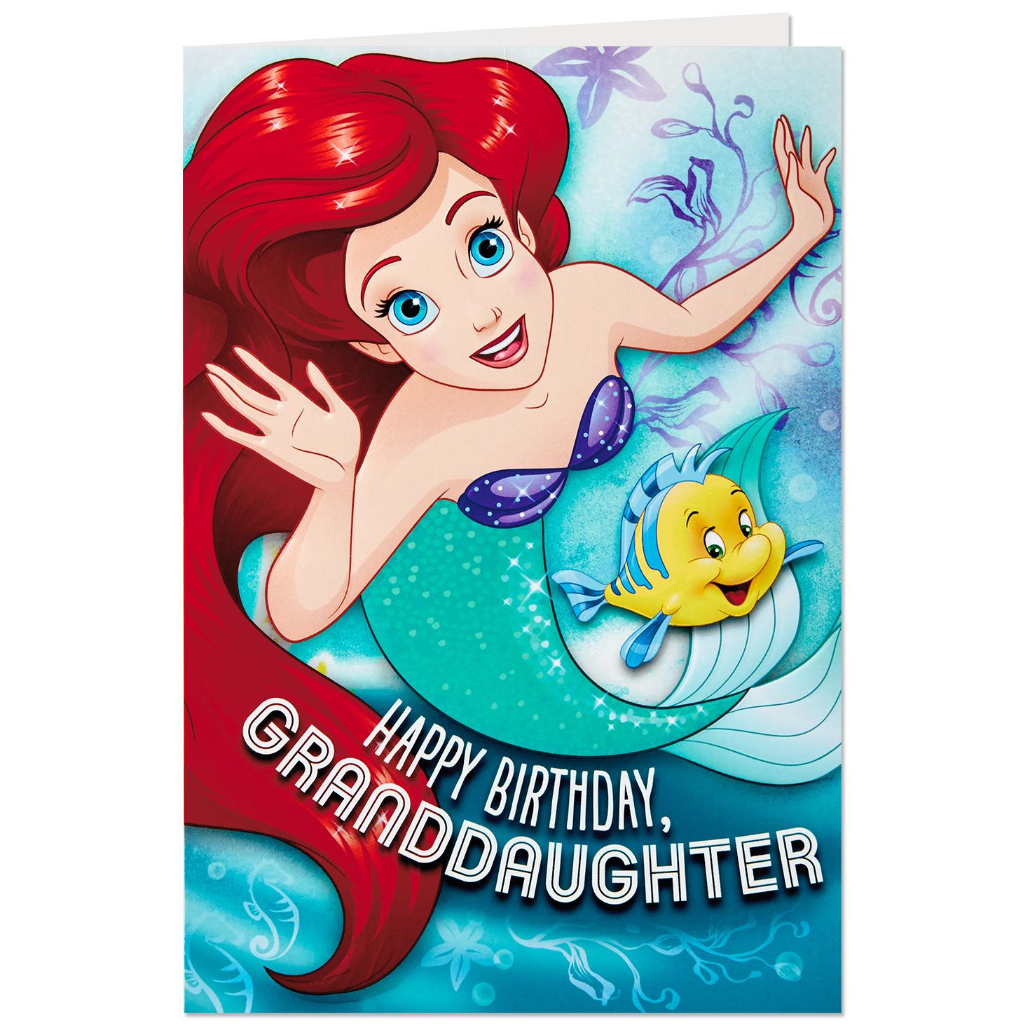 disney the little mermaid birthday card for granddaughter disney birthday cards printable