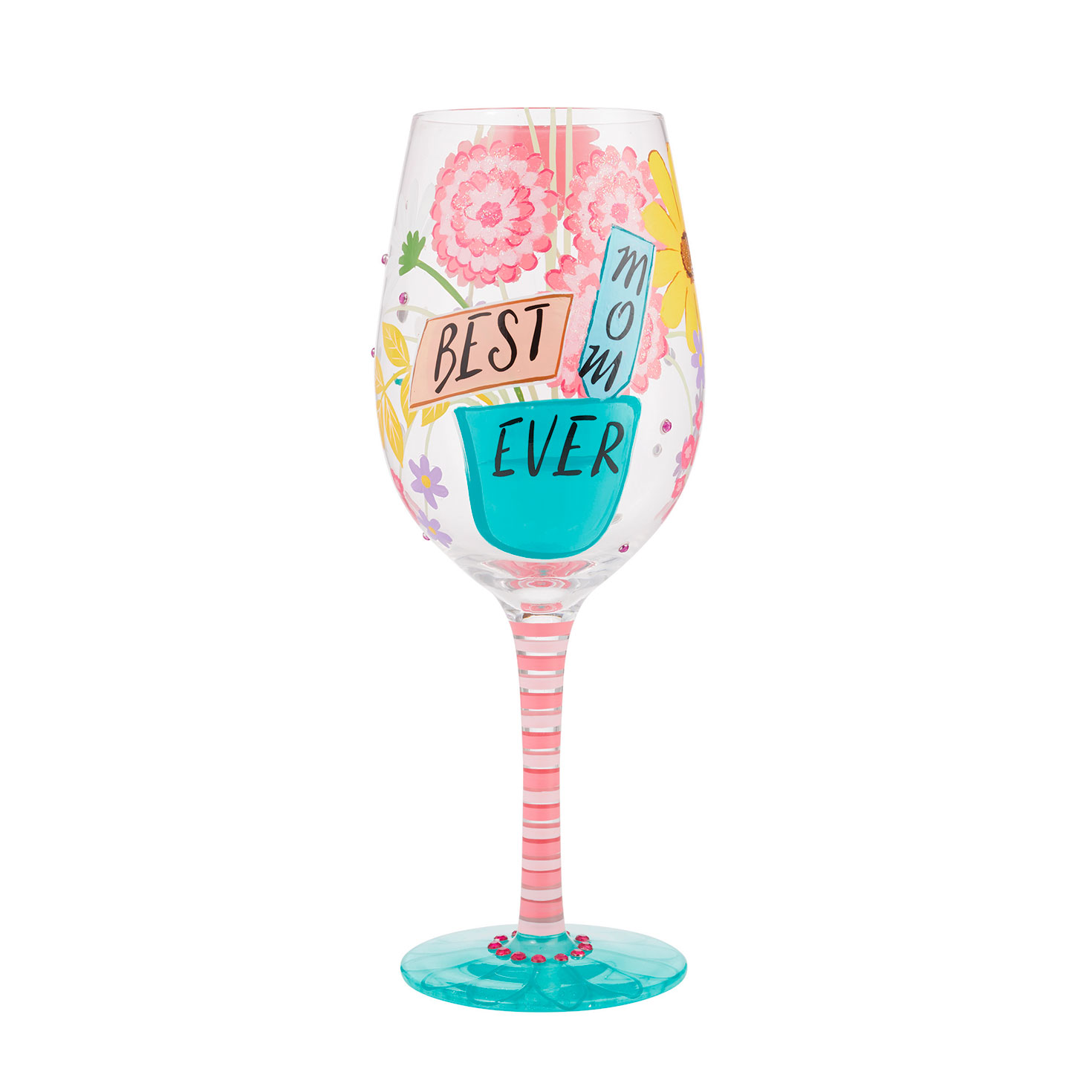 Lolita Best Mom Ever Handpainted Wine Glass, 15 oz. Wine Glasses