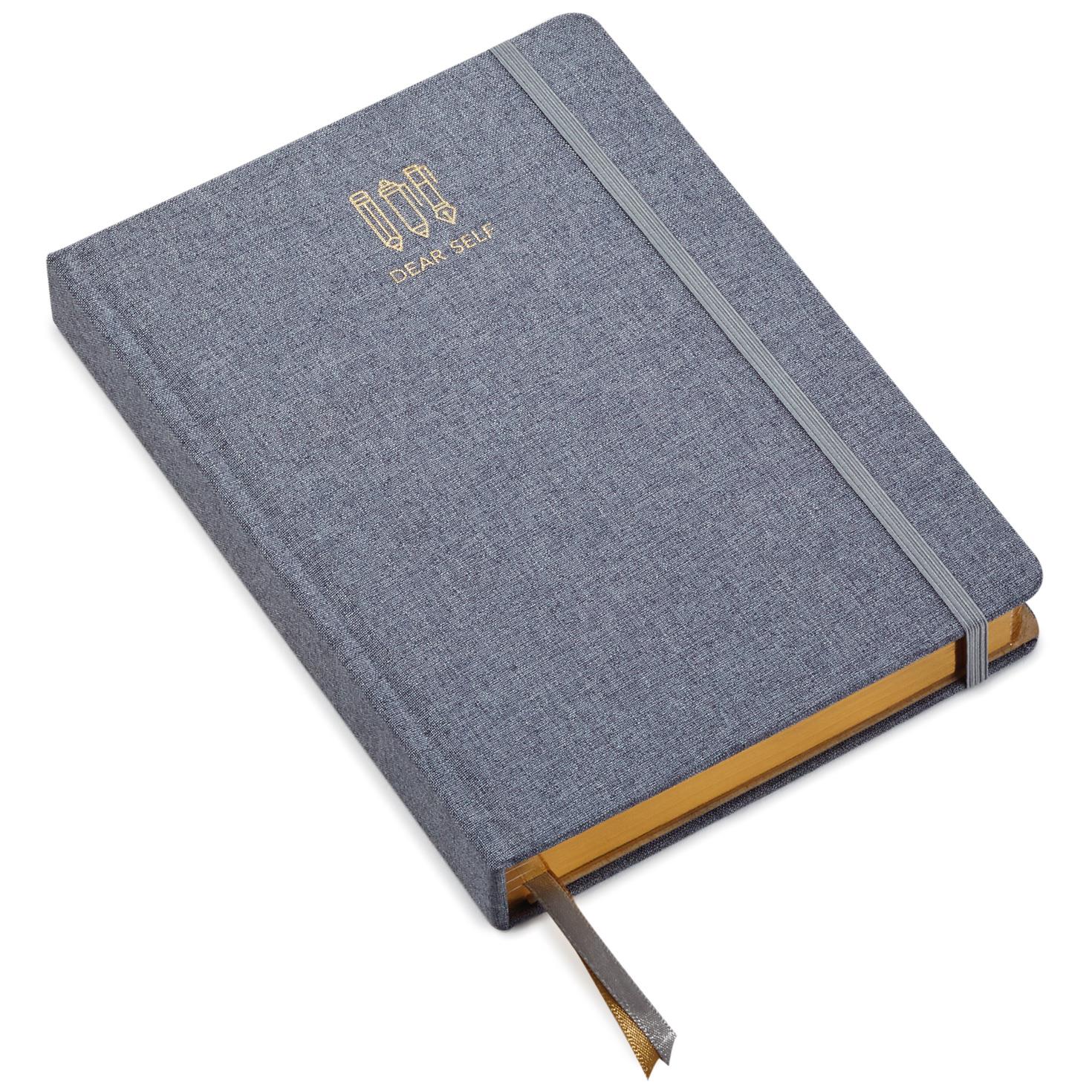 Grey Chambray Dear Self Pencils Notebook, , large