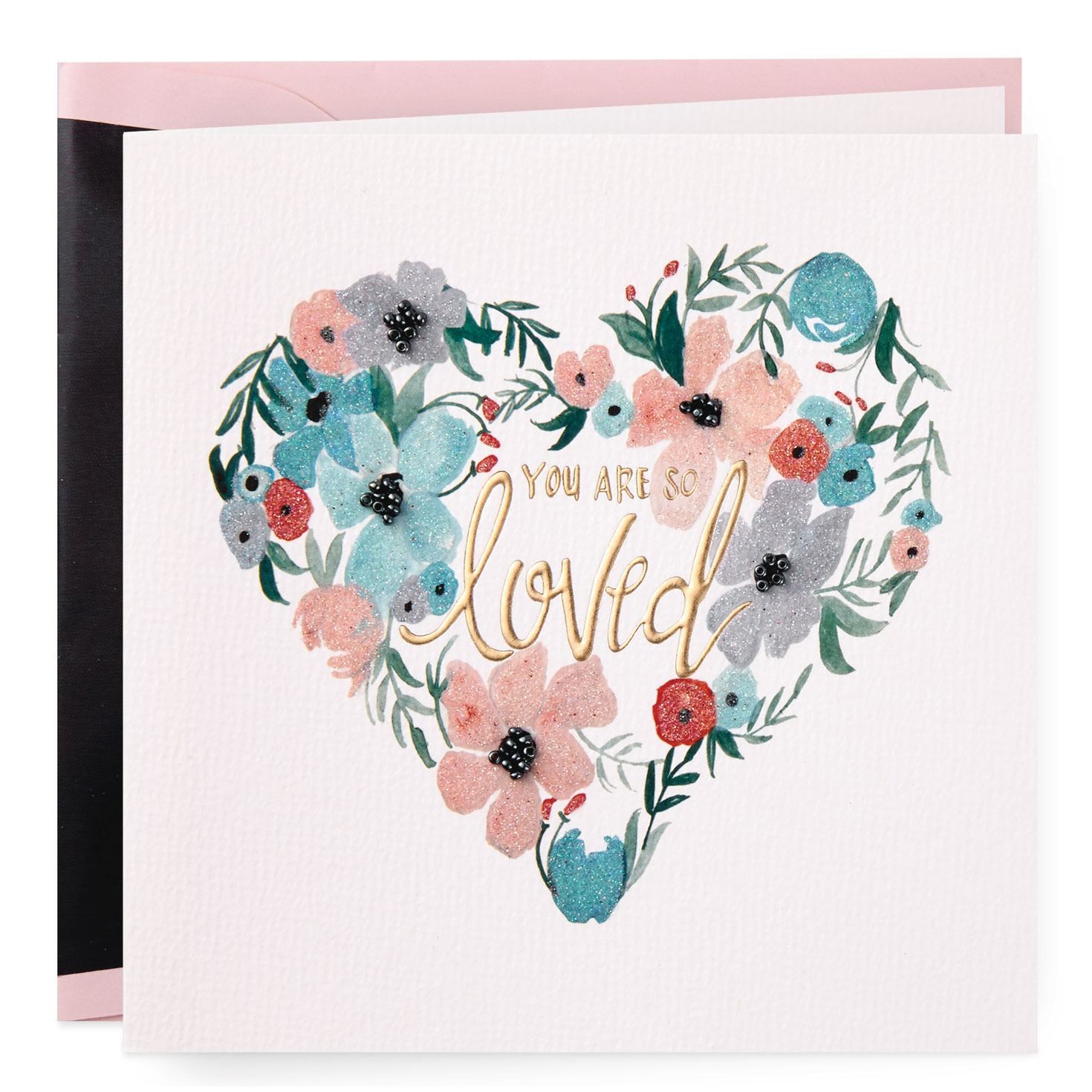 heartshaped flower wreath blank love card greeting