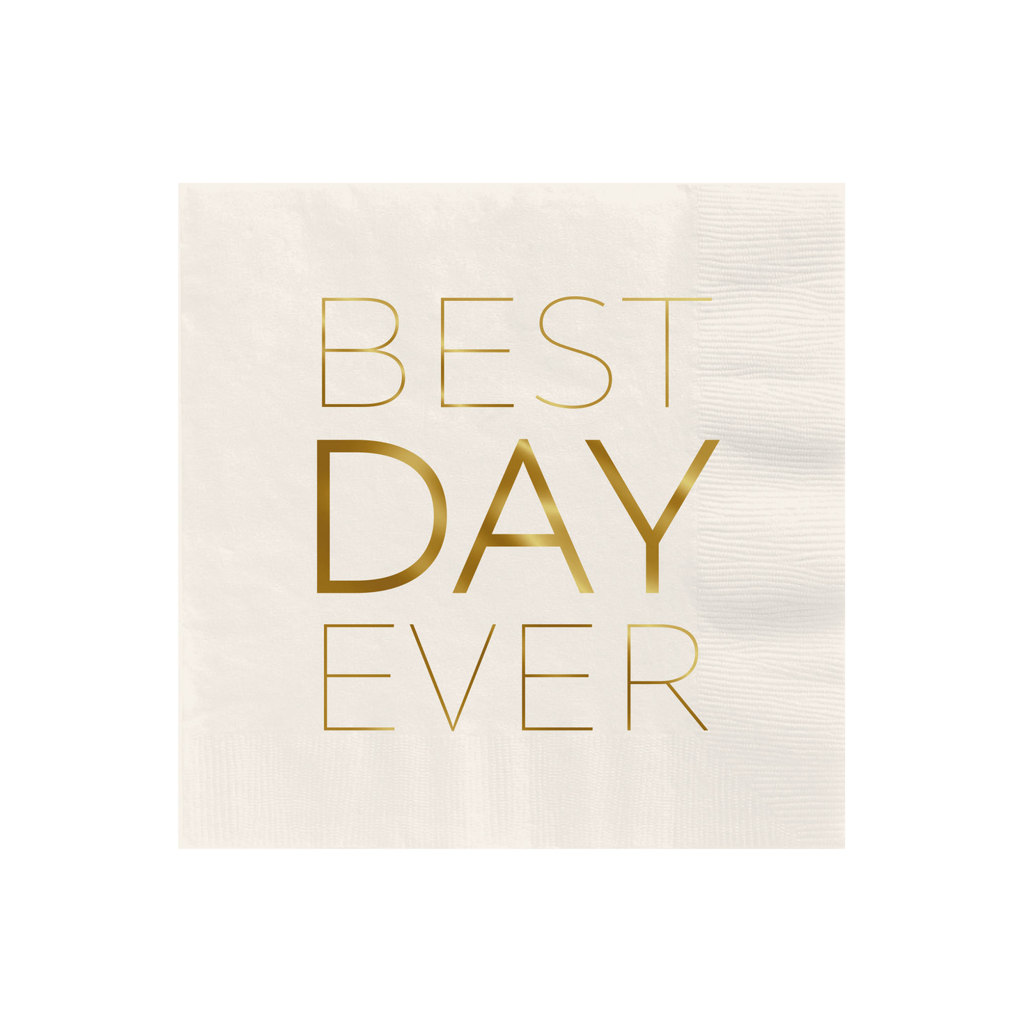 Ivory "Best Day Ever" Cocktail Napkins, Set of 16, , large
