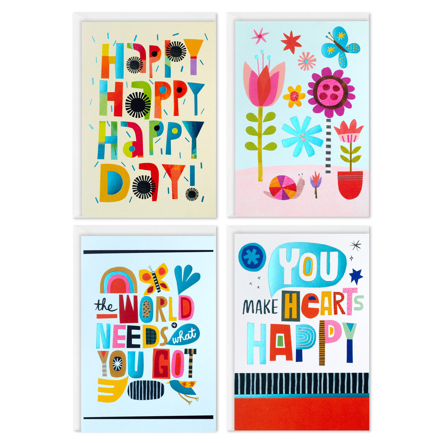 Hallmark Lettering Trendy Lettering Boxed All-Occasion Cards Assortment, Pack of 12 ...
