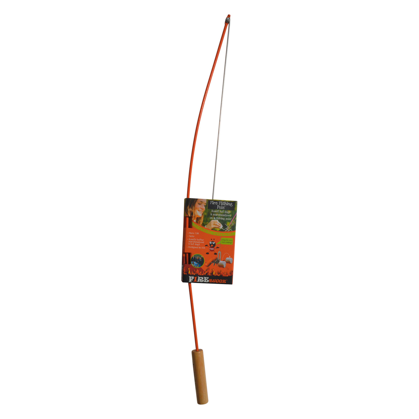 Firebuggz Fire Fishing Pole Campfire Roaster, Orange - Kitchen Accessories