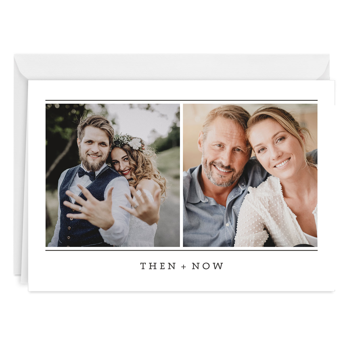 Personalized Black Lines on White Photo Card 