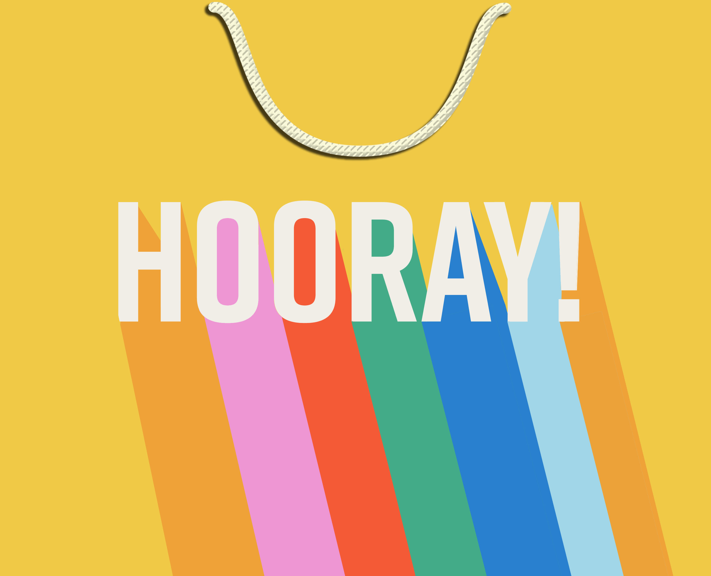 7.7" Hooray on Yellow Medium Horizontal Gift Bag, , hgs-image