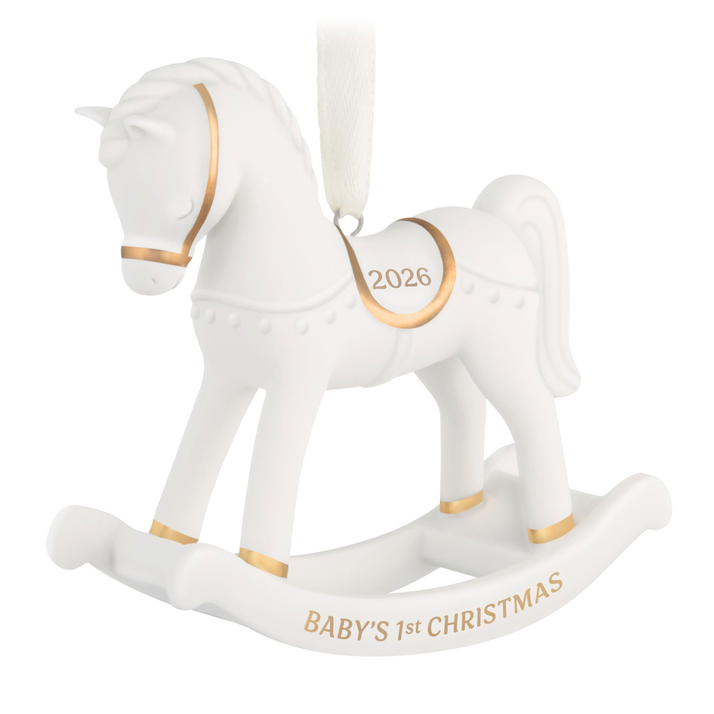 WONDERDECOR 馬と子馬のオーナメント 2026 Baby's First Christmas Rocking Horse 2026 Porcelain Ornament
