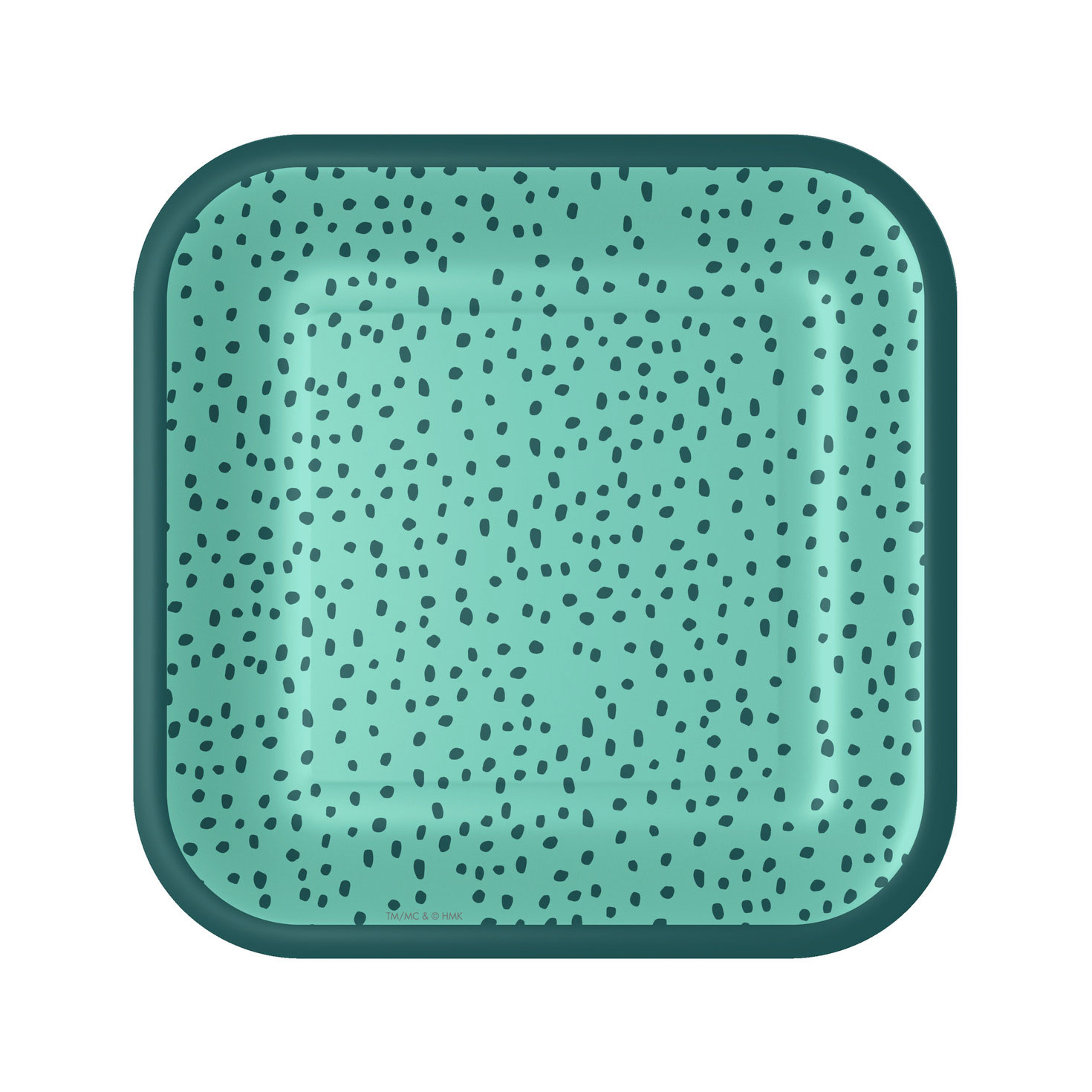 Aqua With Green Dots Square Dessert Plates, Set of 8, , large