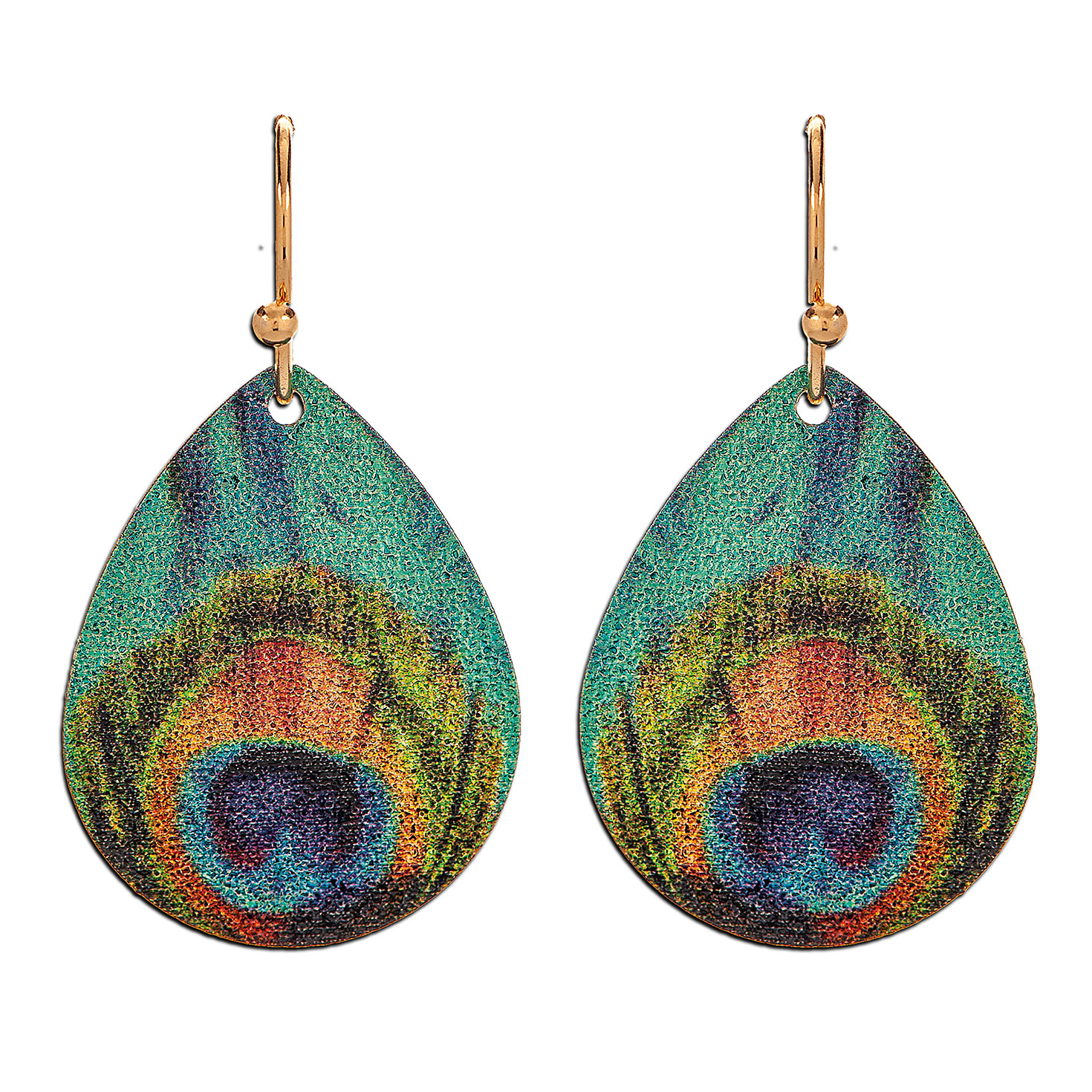 Small peacock feather earrings hotsell