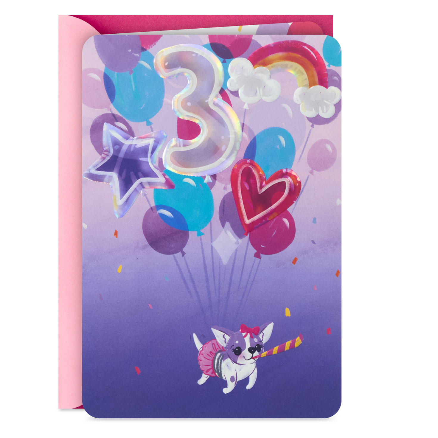 Dog With Balloons 3rd Birthday Card for Girls - Greeting Cards | Hallmark