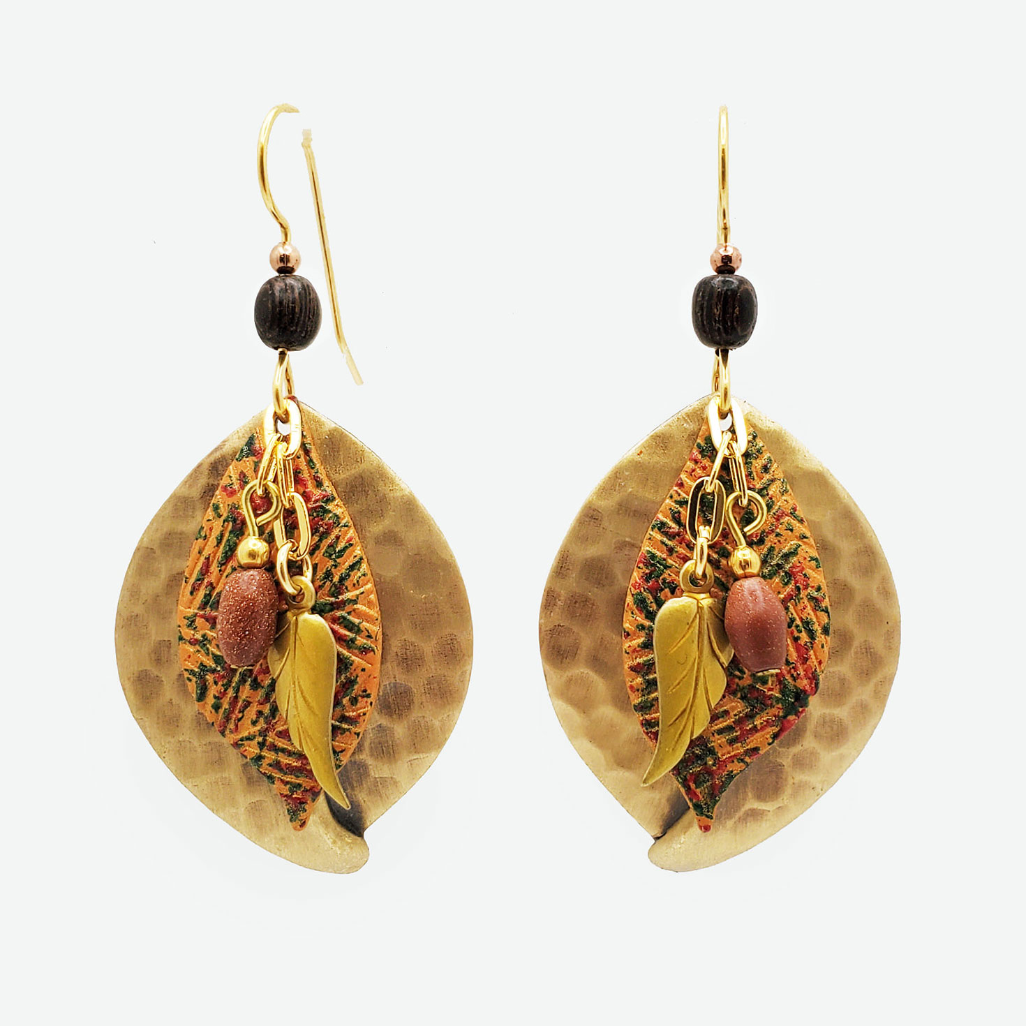 Metal leaf earrings cheap