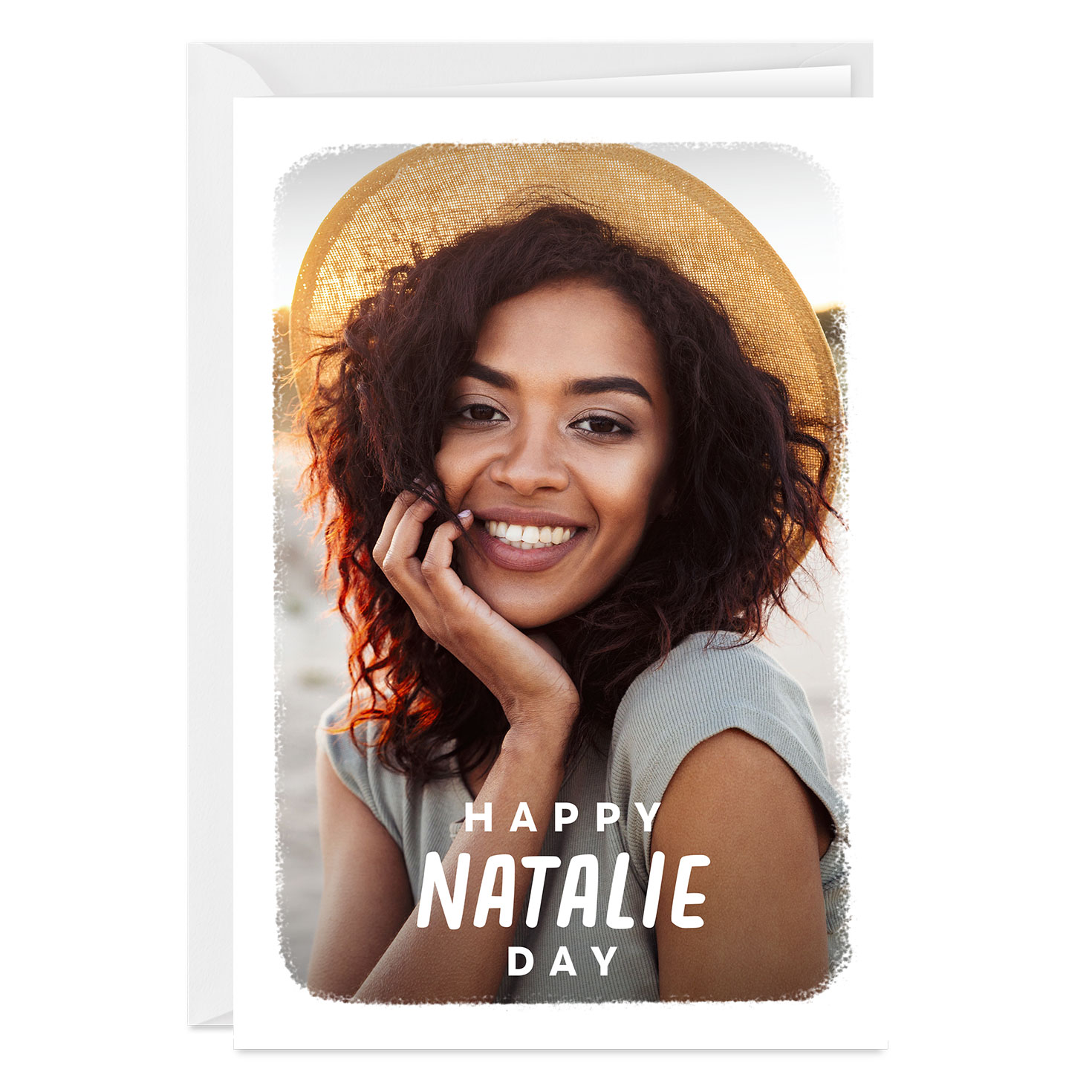 Personalized White Outline Any Occasion Photo Card 