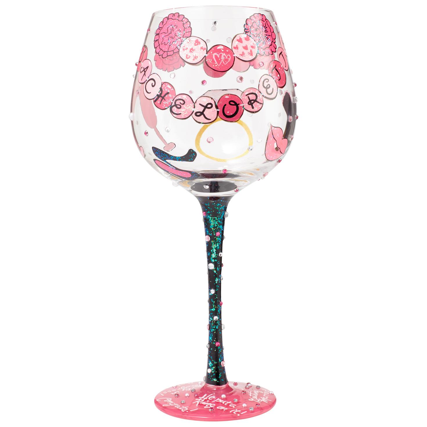 Lolita® Bachelorette Super Bling Handpainted Wine Glass, 22 oz. Wine