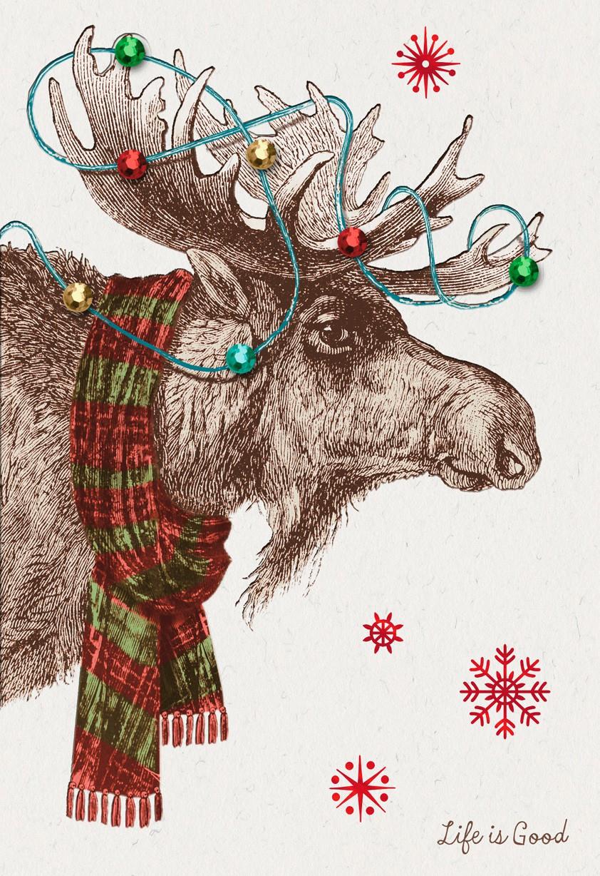 Life is Good® Jolly Moose Christmas Card - Greeting Cards 