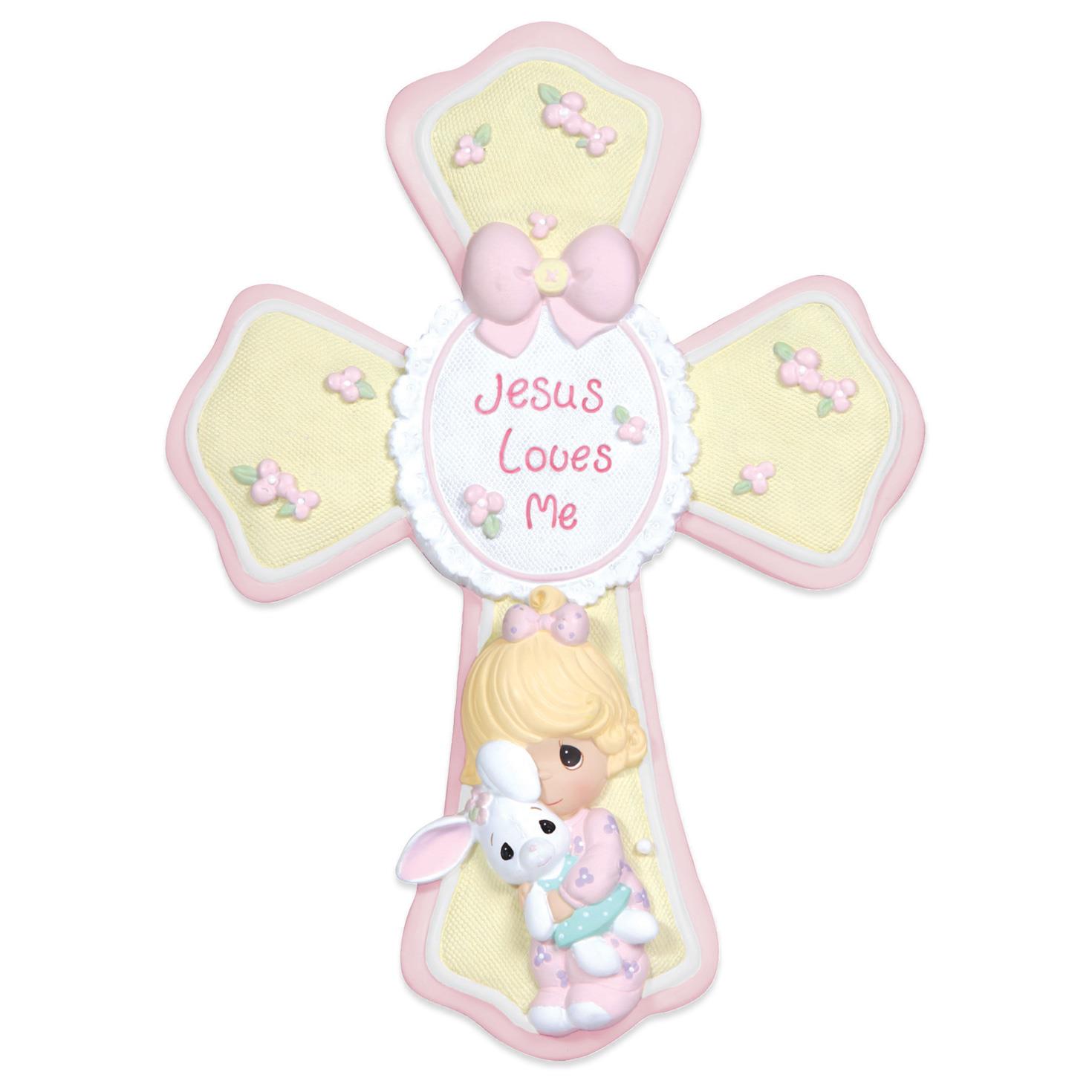 Precious Moments Jesus Loves Me Cross for Girl Plaques
