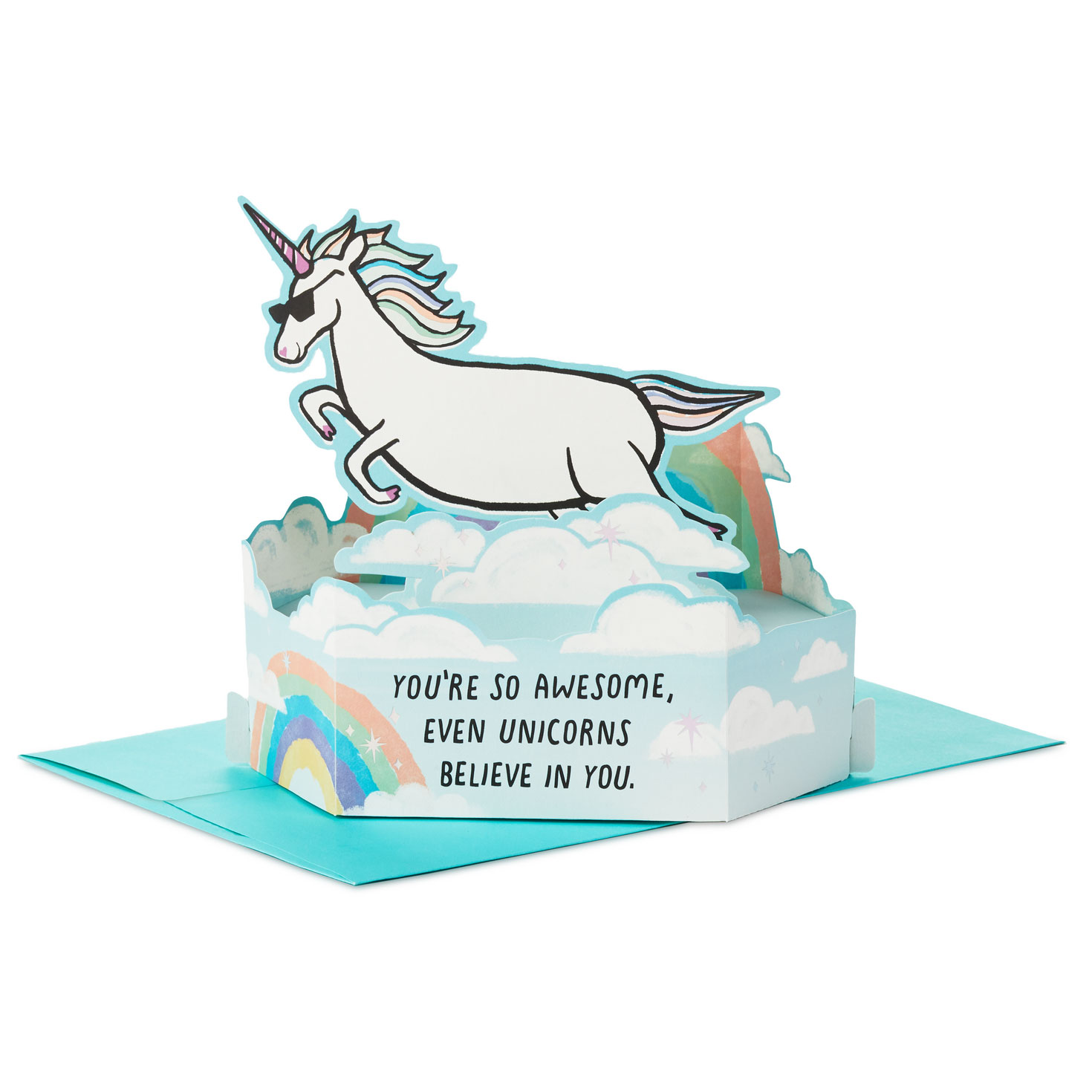 Even Unicorns Believe in You Funny Pop-Up Card, , large