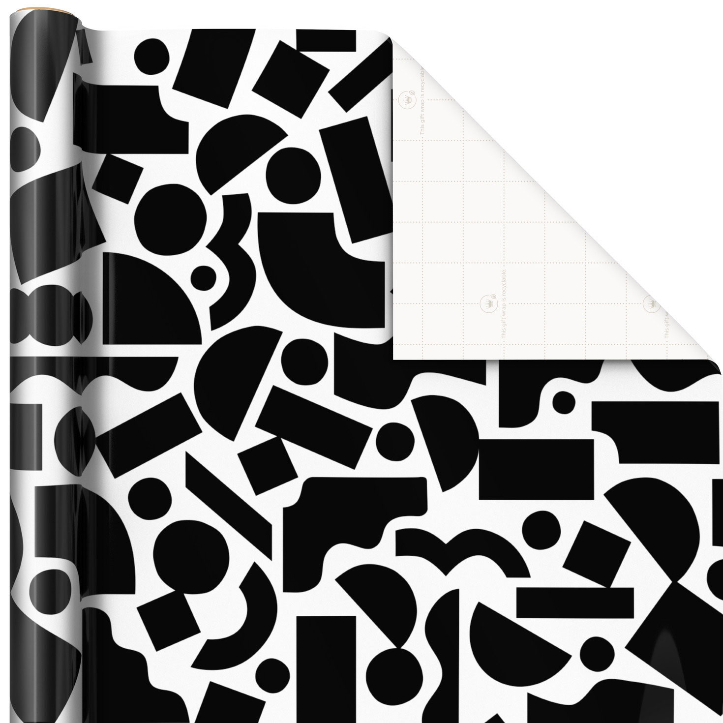 Black and White Mod Shapes Wrapping Paper, 17.5 sq. ft. Wrapping Paper Hallmark