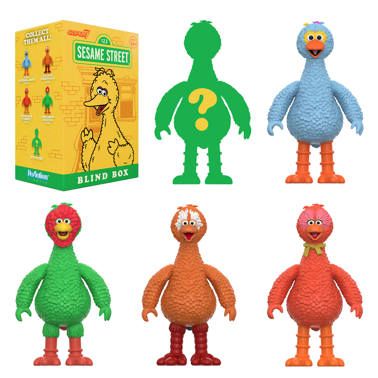 Super7 Sesame Street Big Birds ReAction Figure Mystery Box, 3.75