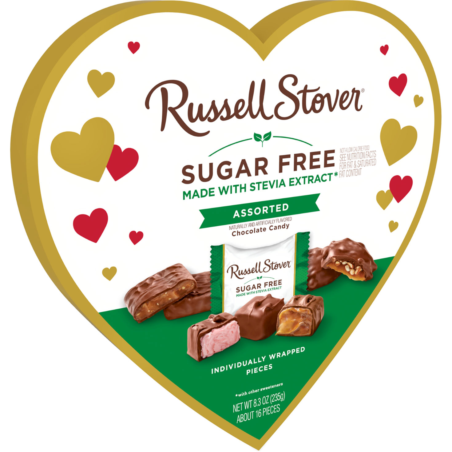 Russell Stover Sugar-Free Assorted Chocolates Heart Gift Box, 8.3