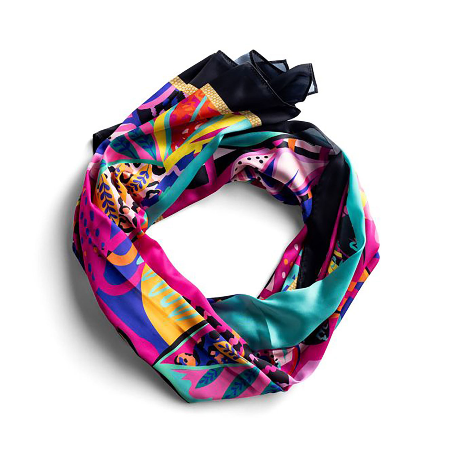 Colorful Abstract Patterned Scarves Artistic Silk Scarf Vitrales de Luz - 200 x 65 cm | Munira main image 3