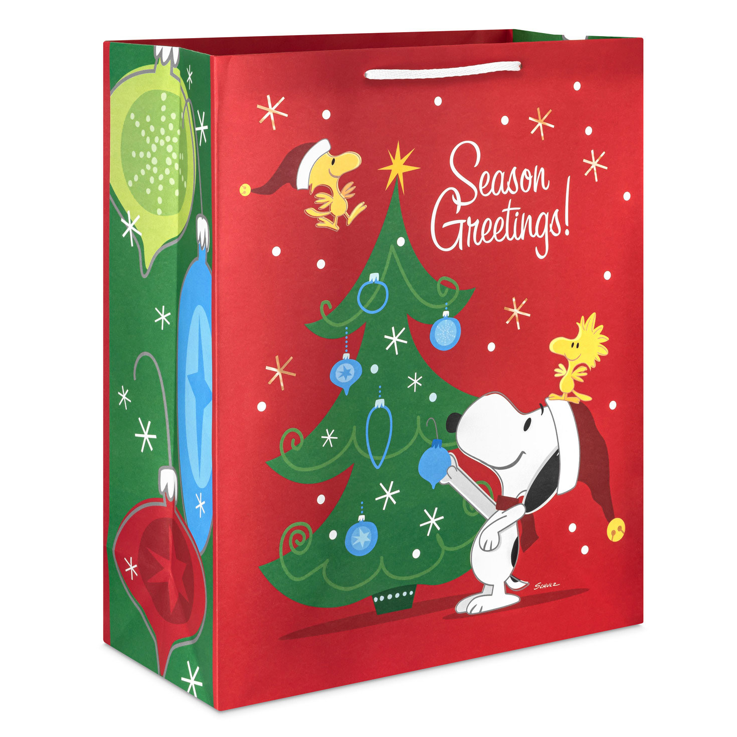 15.5 Peanuts Snoopy and Woodstock on Red Extra Large Christmas Gift Bag Gift Bags Hallmark