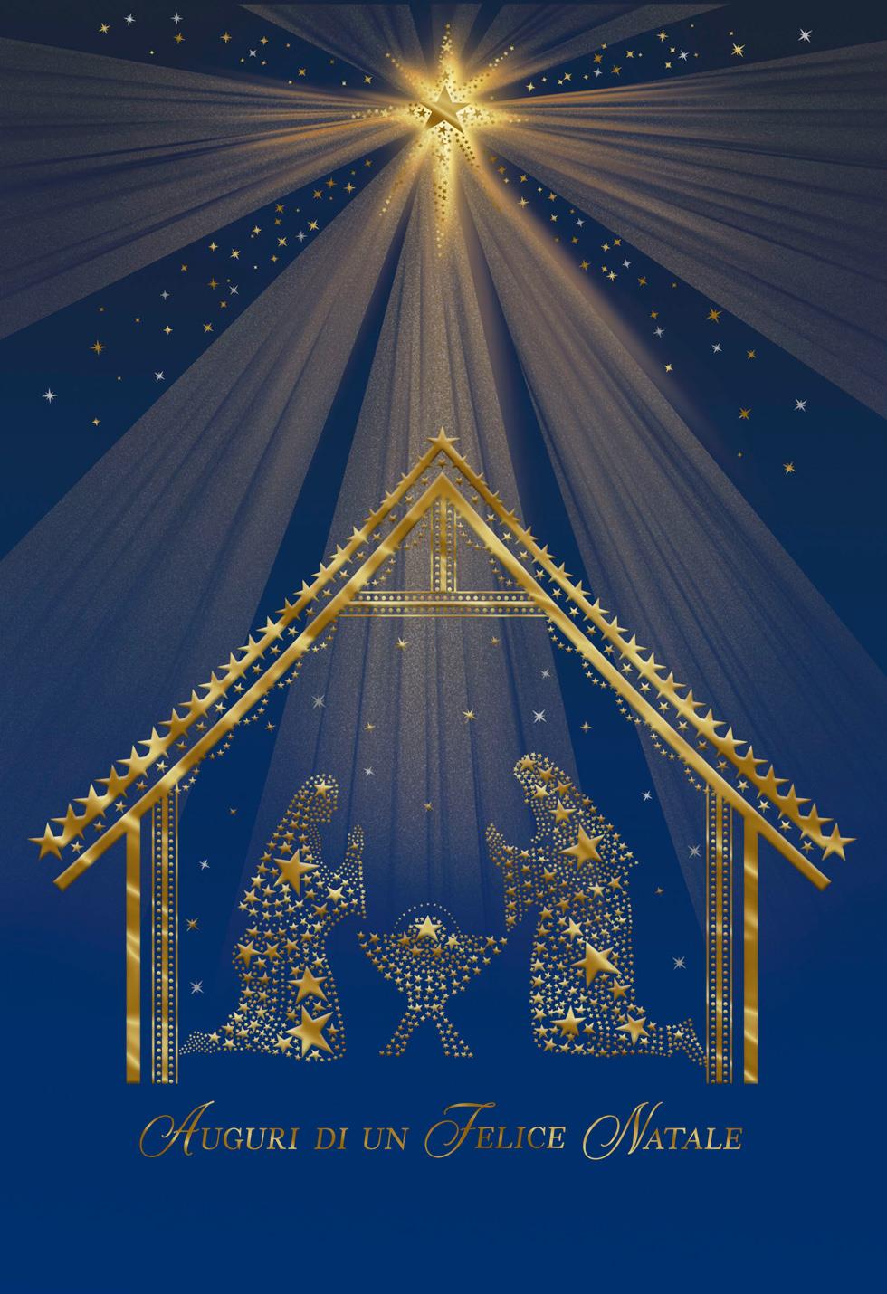 Starlit Nativity Scene Italian-Language Christmas Card 