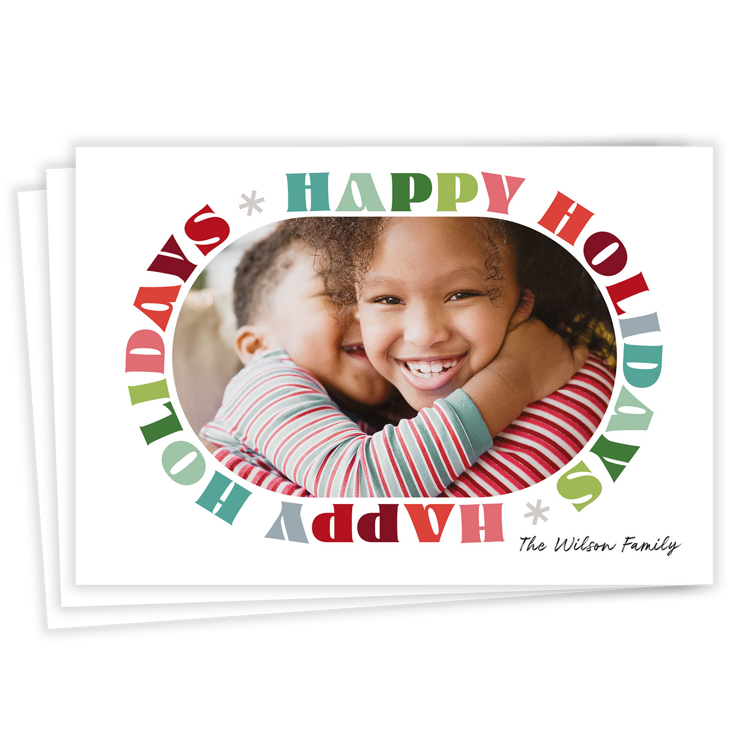 Hallmark Lettering Colorful Lettering Playful Flat Holiday Photo Card - Photo Cards | Hallmark