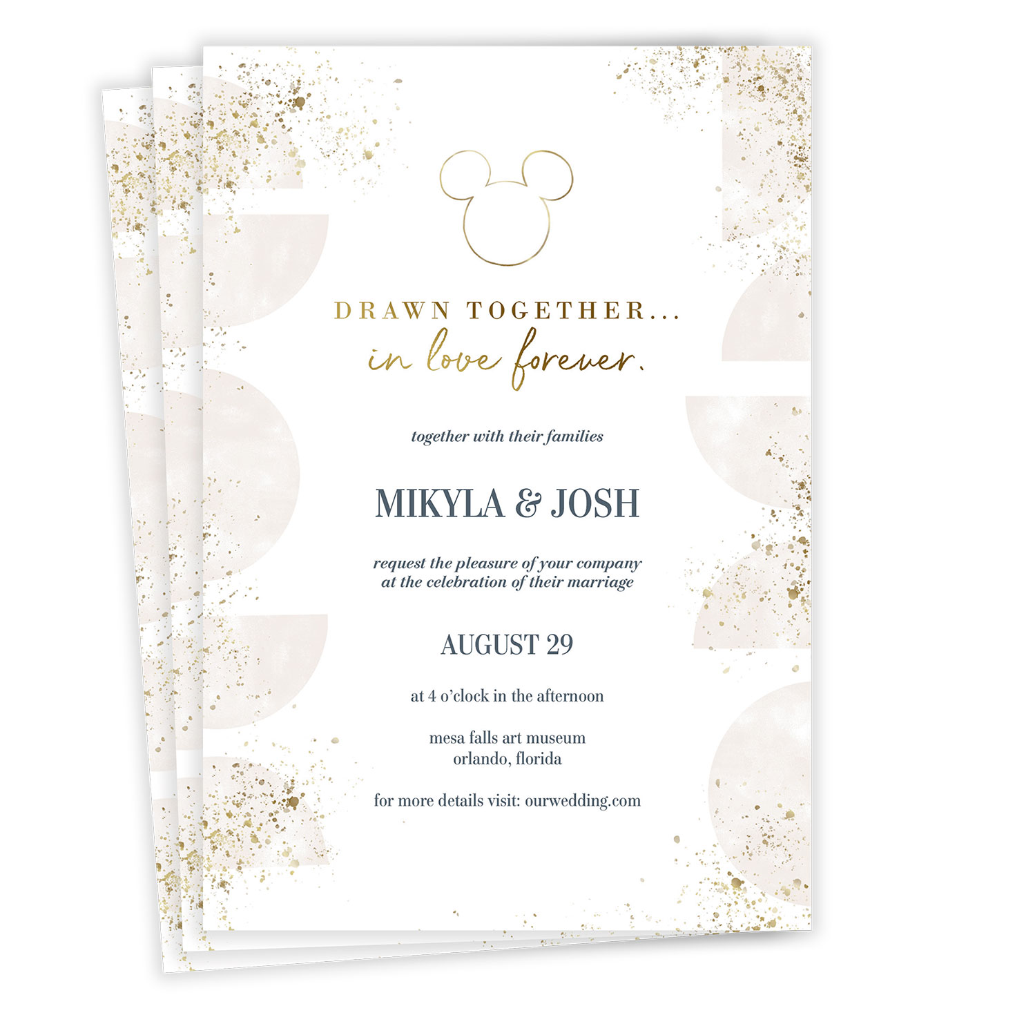 Disney In Love Forever Wedding Invitation - Invitations | Hallmark, image size:1470x1470