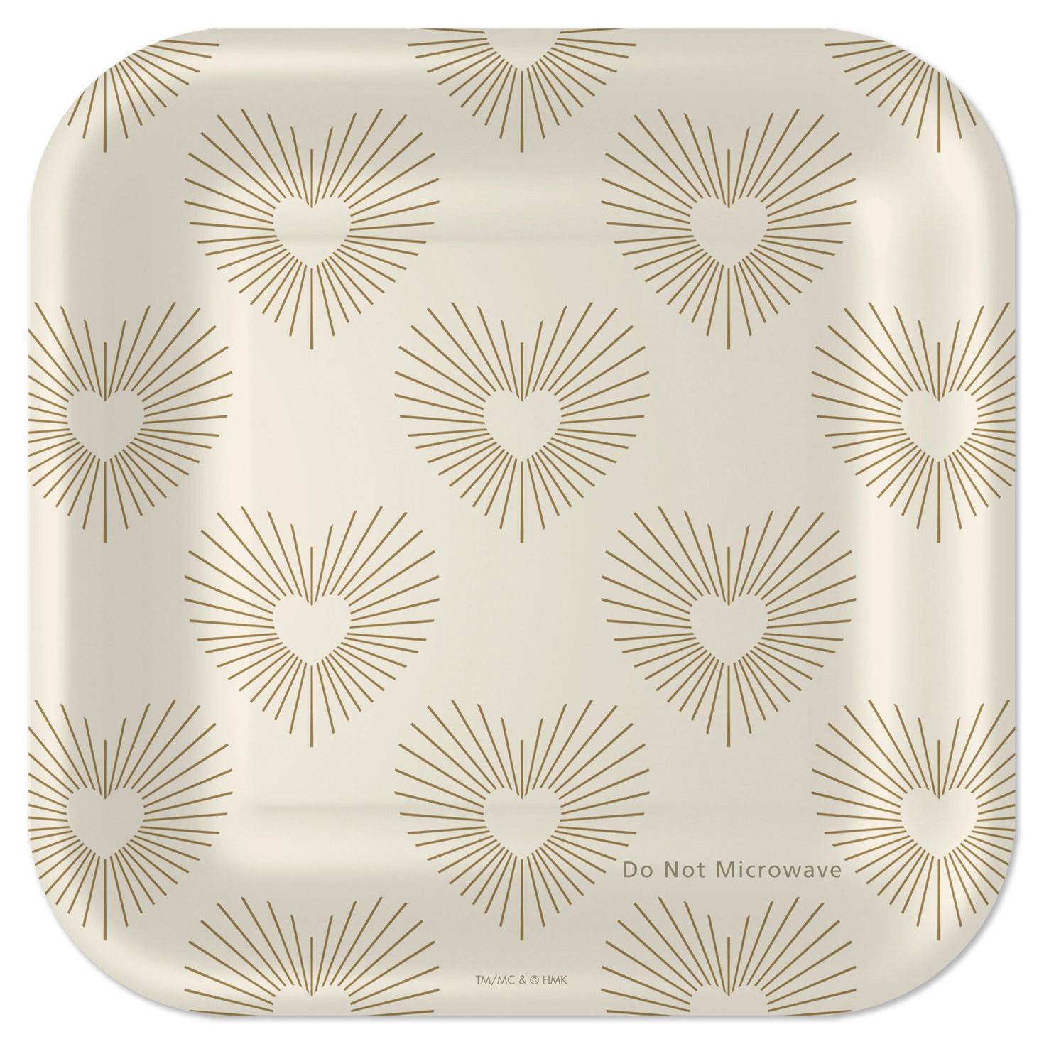 Gold Hearts on Ivory Square Dessert Plates, Set of 8, , large