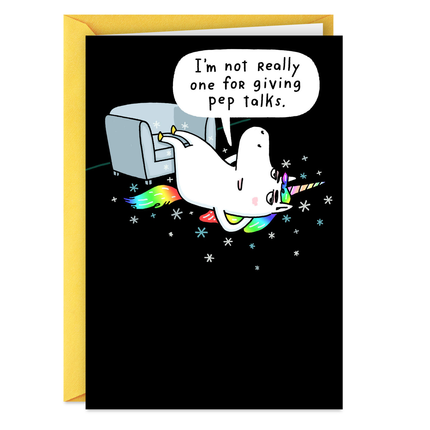 Meh Unicorn Pep Talk Funny Encouragement Card - Greeting Cards 