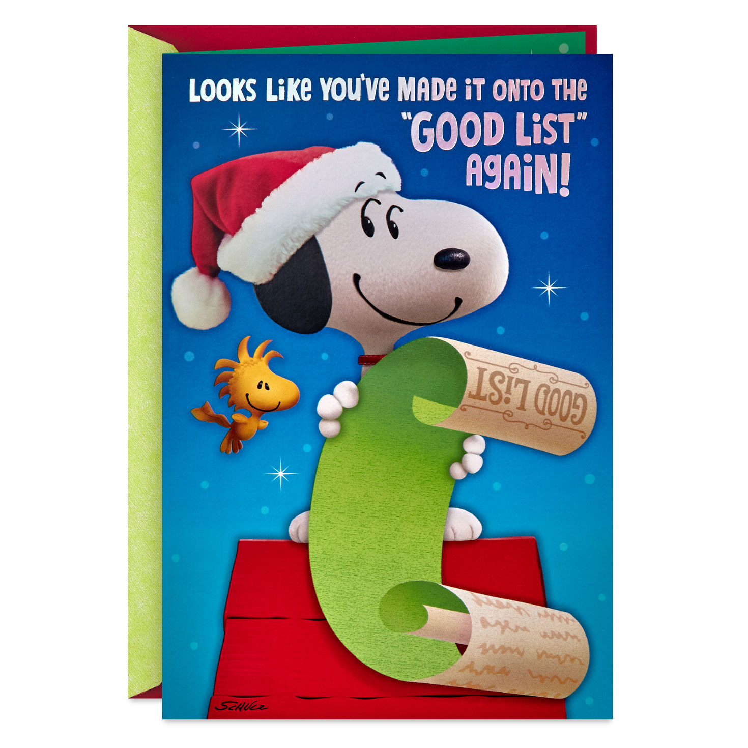 peanuts® you've made the good list again christmas card