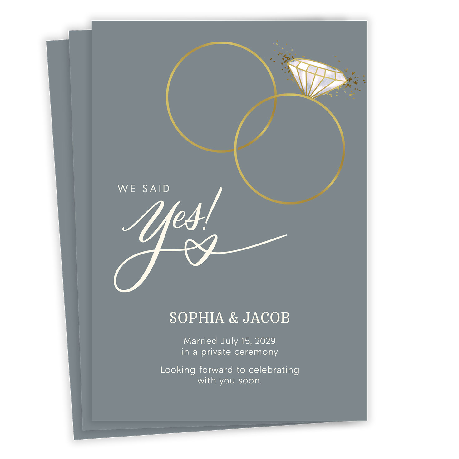 We Said Yes Rings Flat Wedding Announcement - Announcements | Hallmark